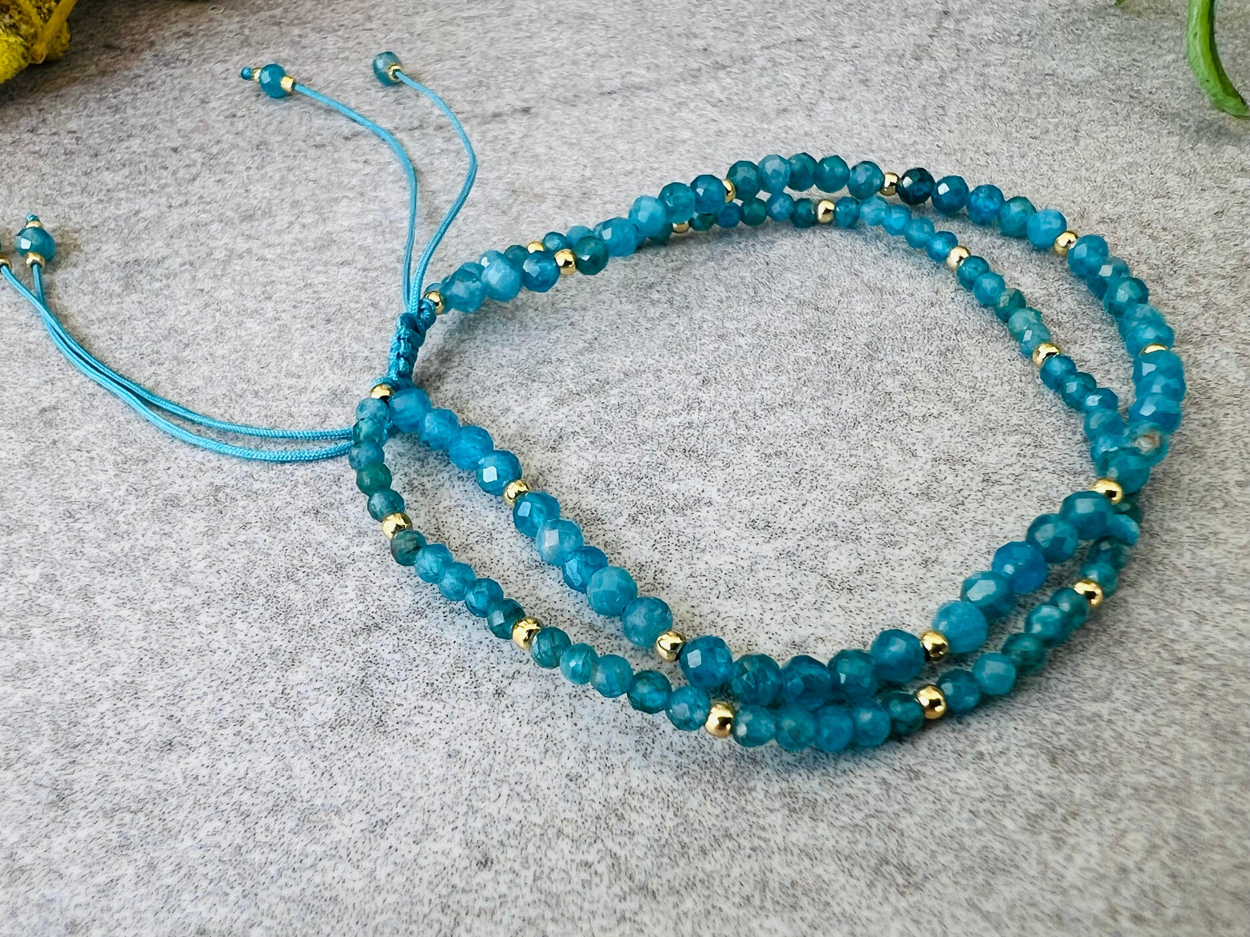 Bracelet INAYA bleu deux rangs - Créations Uniques