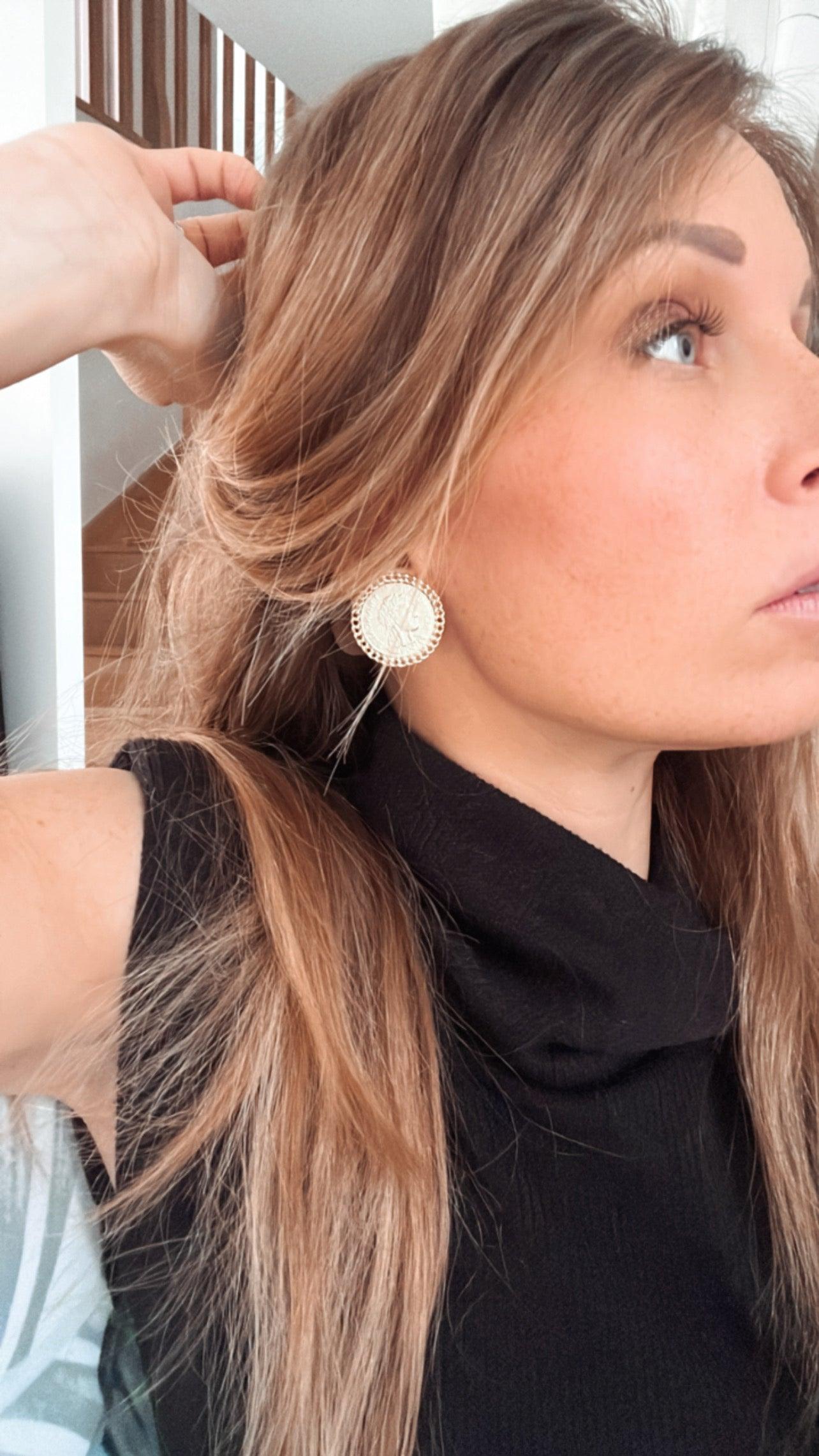 E71084 Boucles d'oreilles clips grosses pièces - Karine Sultan - Créations Uniques