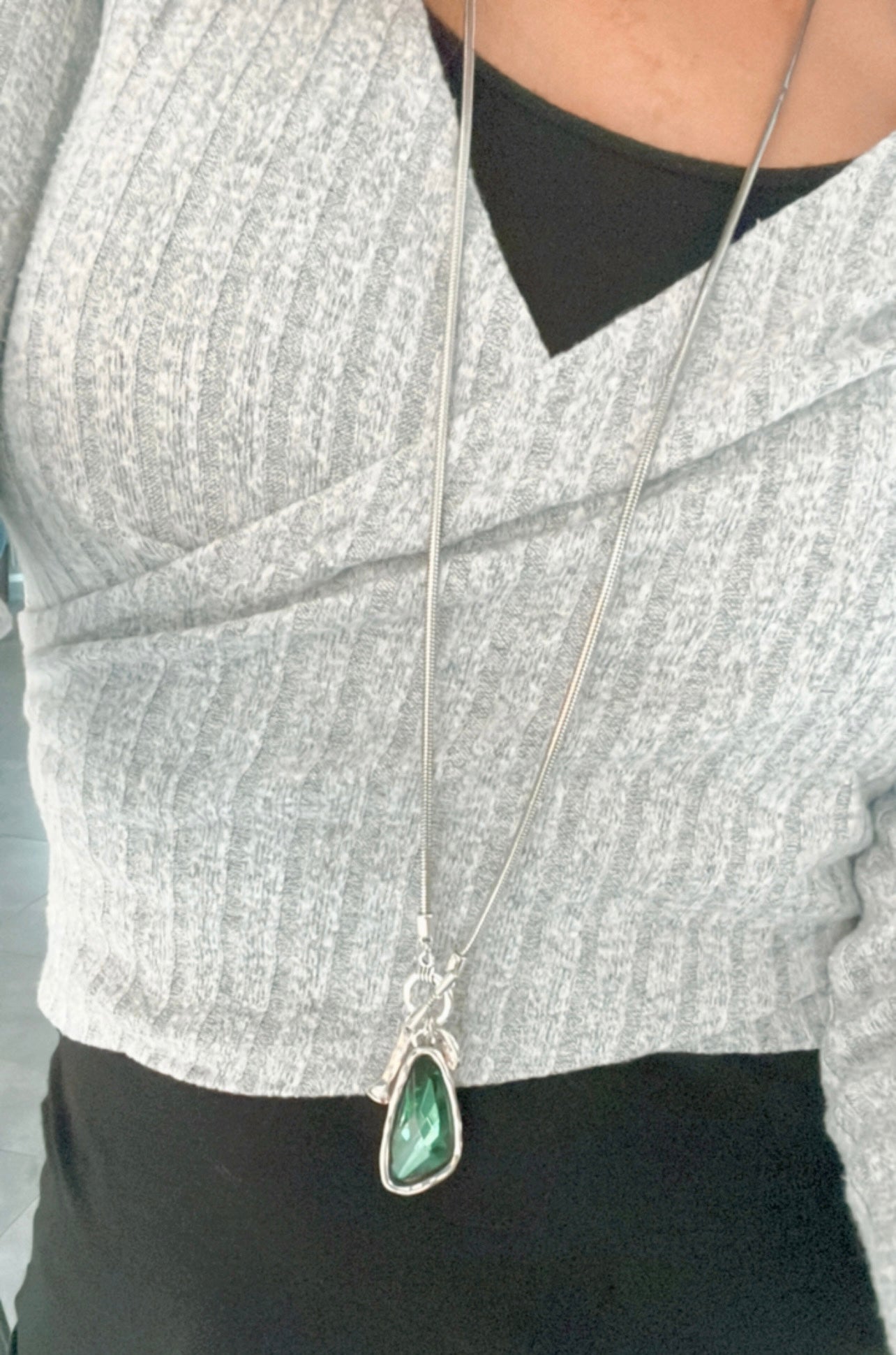 Collier ERICA sautoir argenté - Créations Uniques