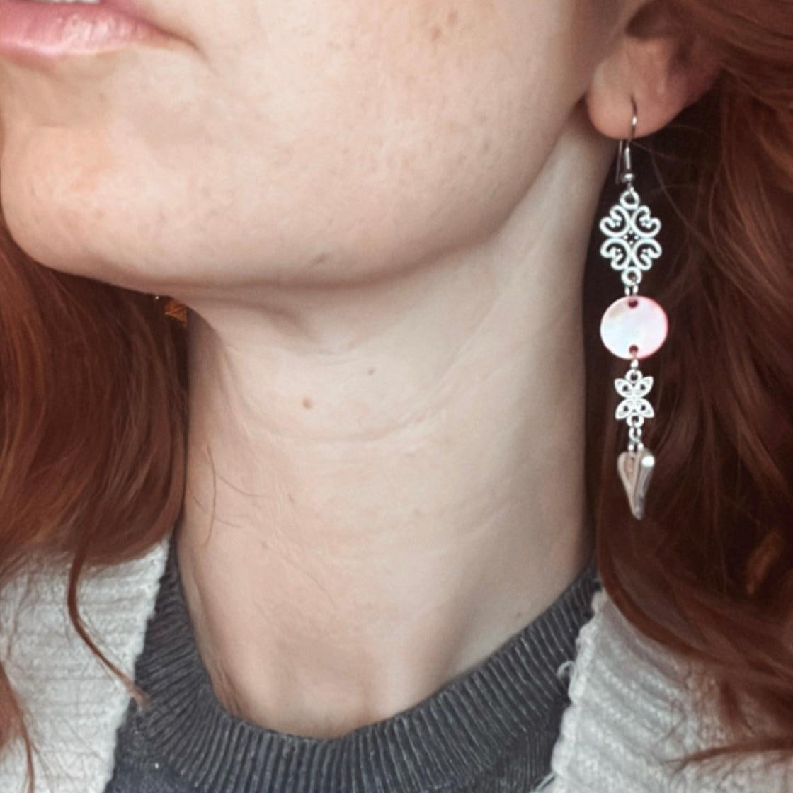 Boucles d’oreilles HELIANE style bohème rouge - Créations Uniques - Créations Uniques