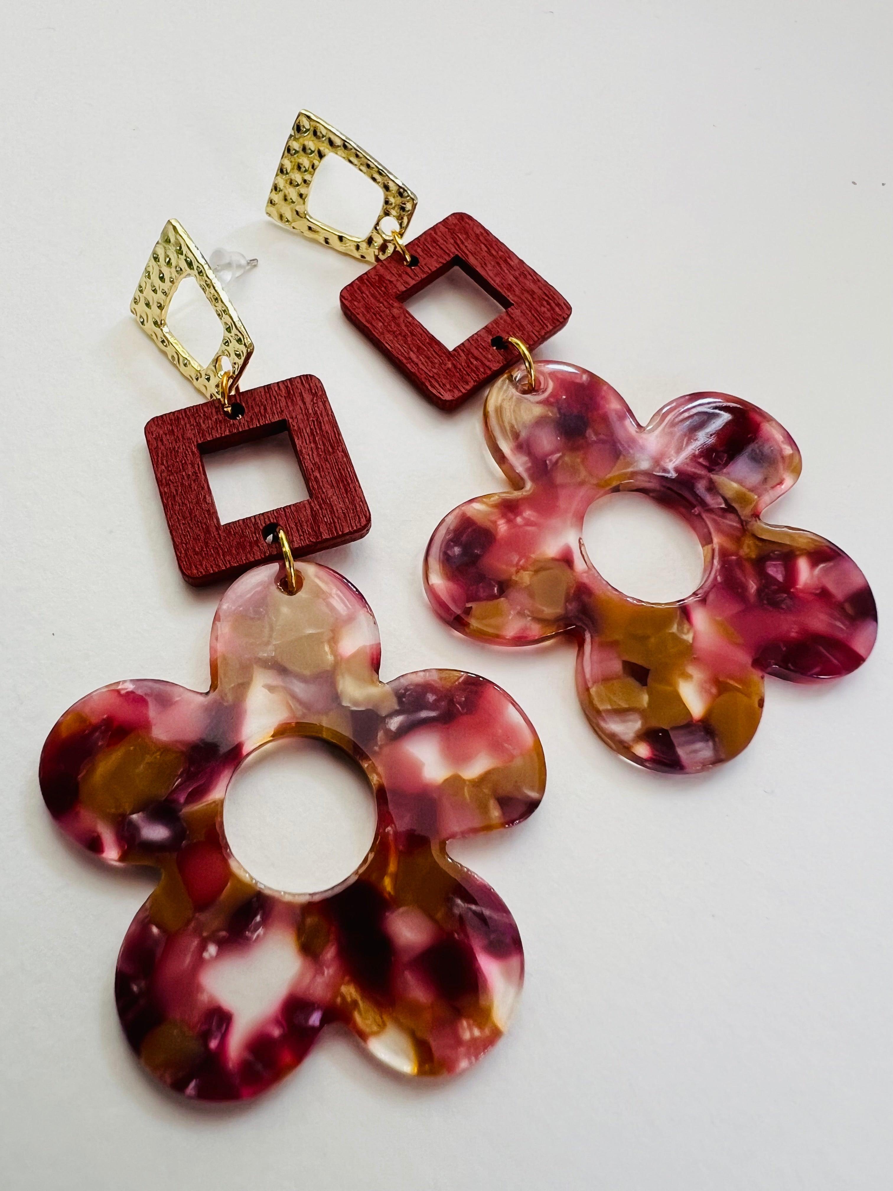 Boucles d’oreilles ANDREANNE fleurs résine - Créations Uniques - Créations Uniques