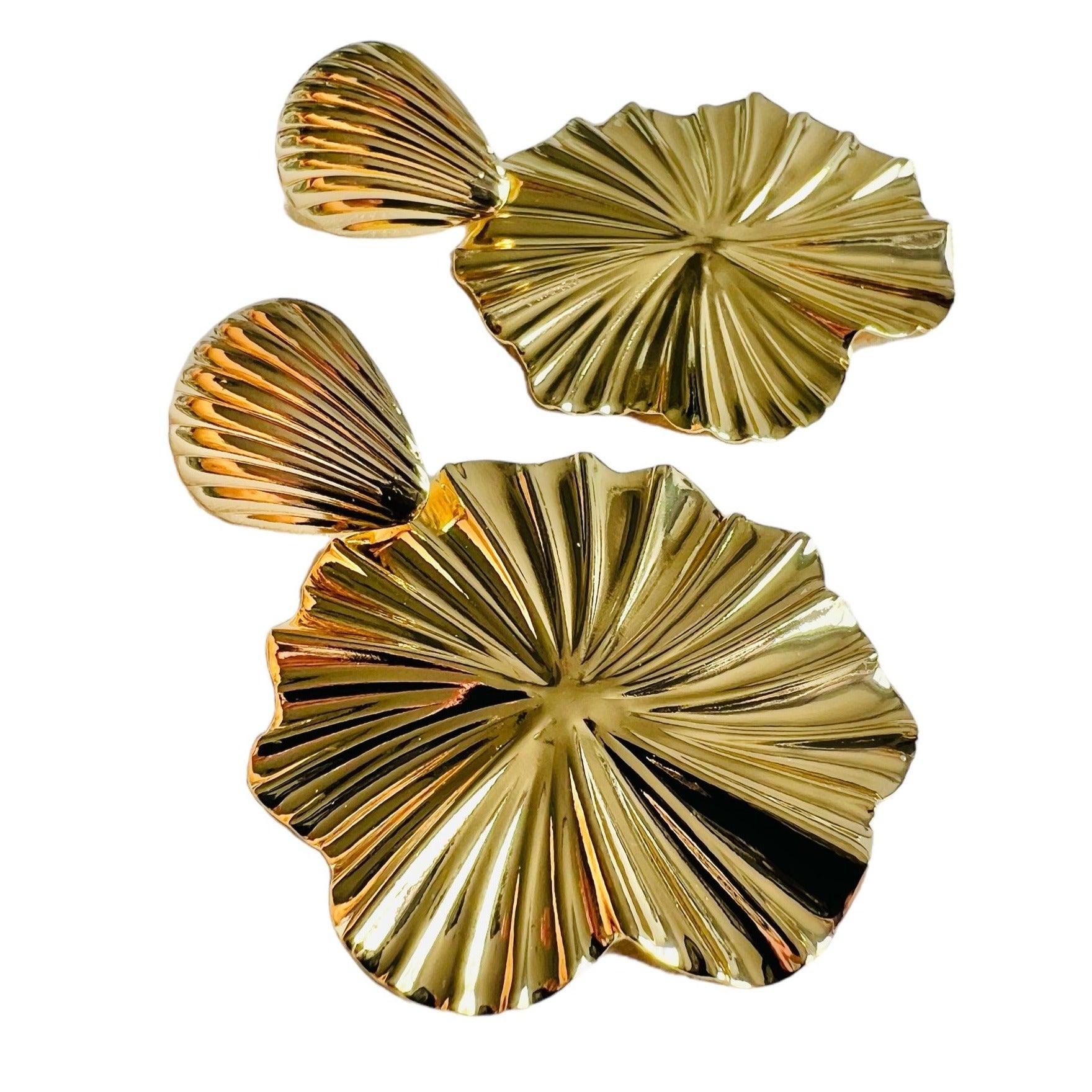 Boucles d’oreilles chic BERTILLE feuilles dorées - Créations Uniques