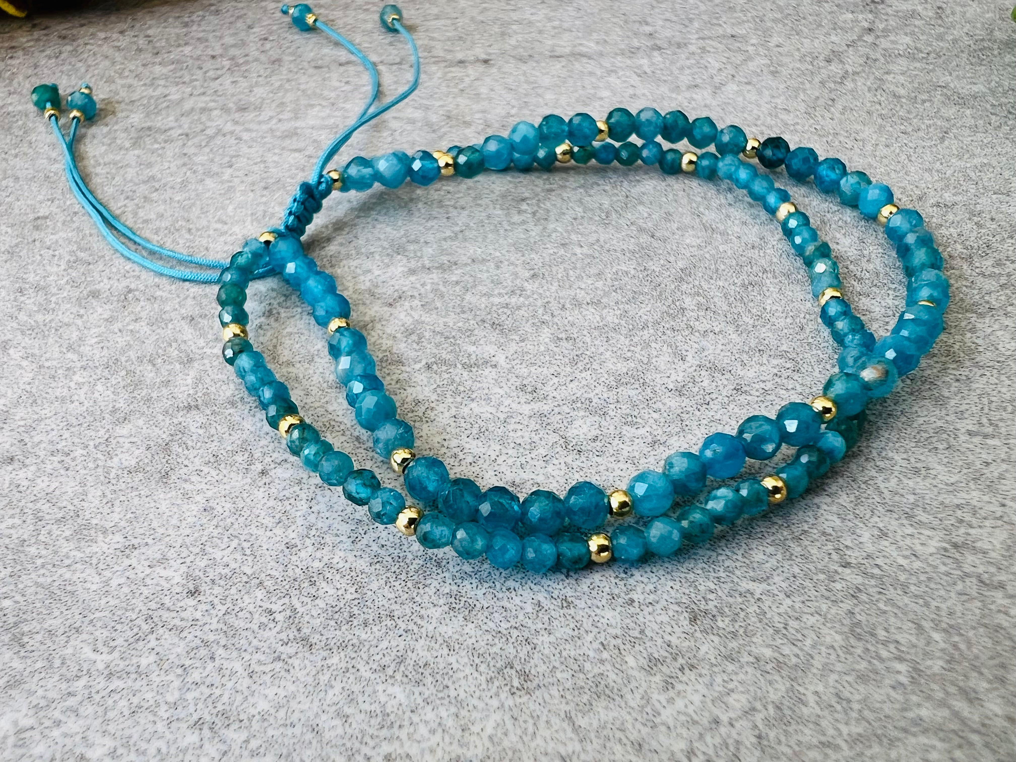Bracelet INAYA bleu deux rangs - Créations Uniques