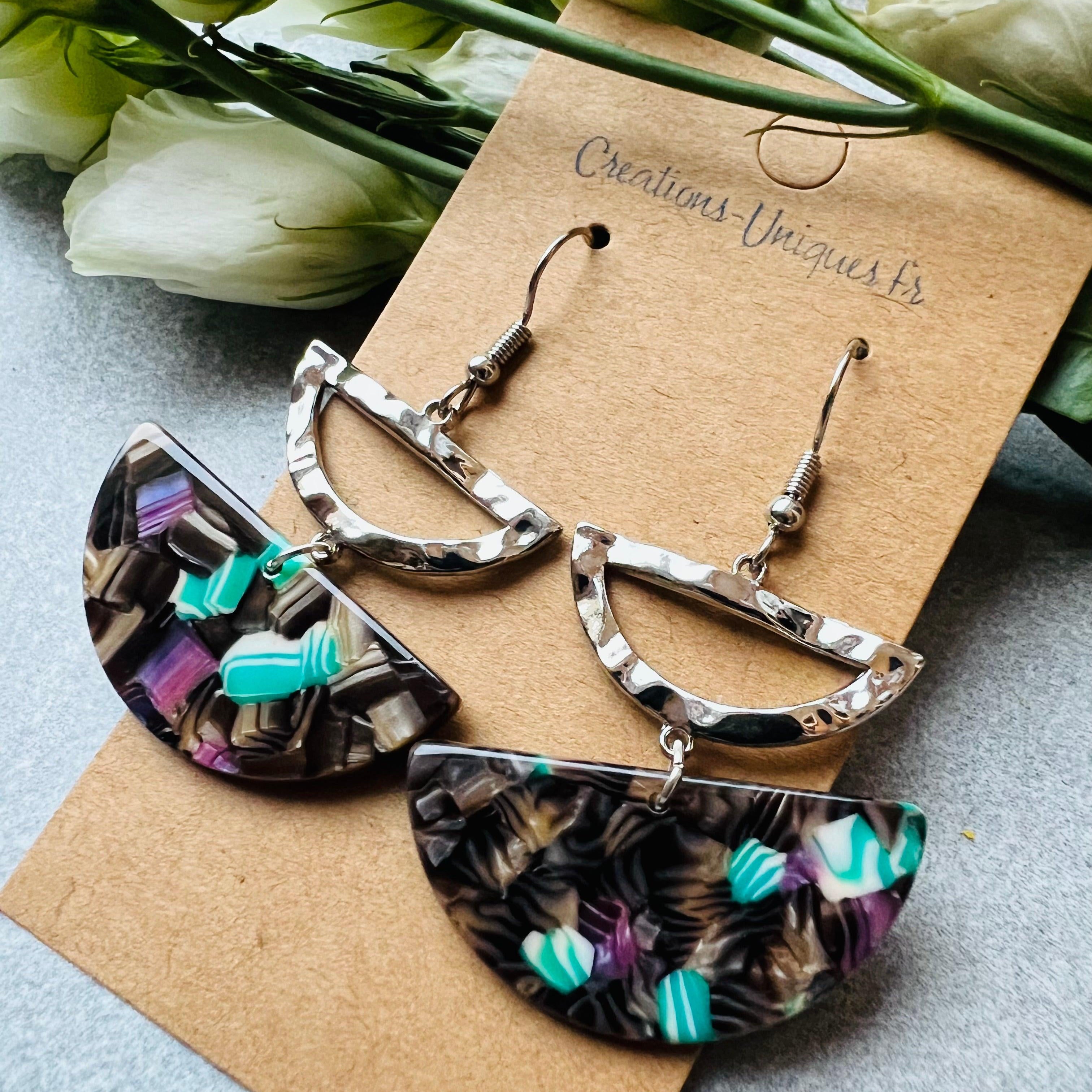 Boucles d’oreilles PAIGE deux demi-cercles - Créations Uniques - Créations Uniques