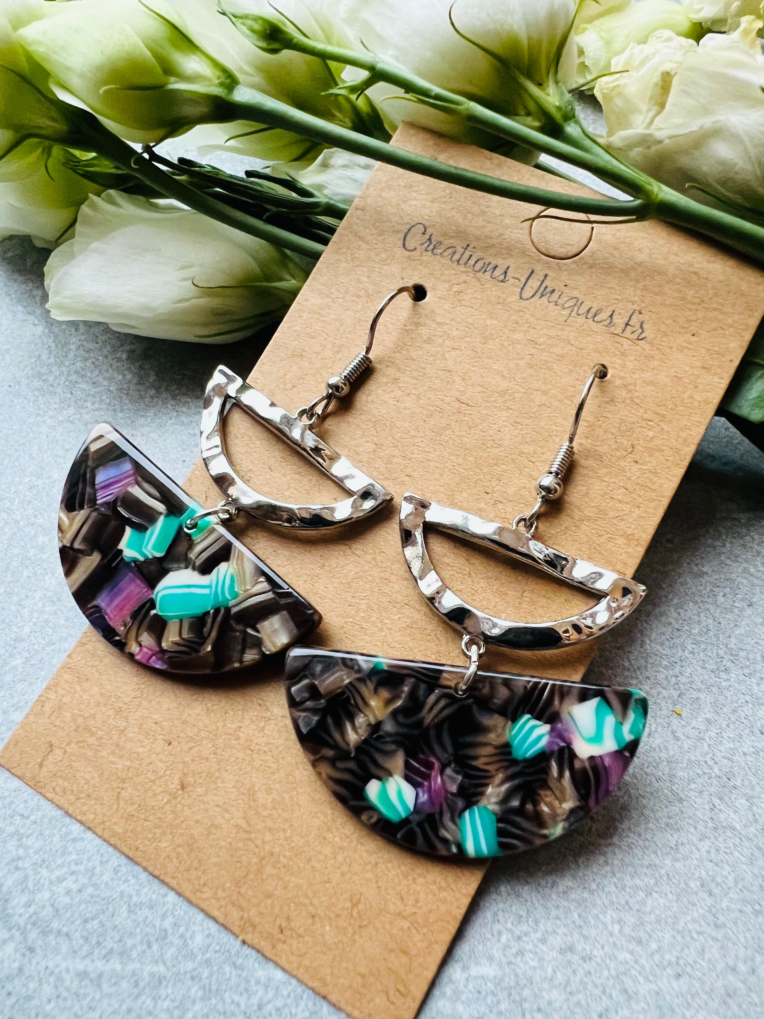 Boucles d’oreilles PAIGE deux demi-cercles - Créations Uniques - Créations Uniques