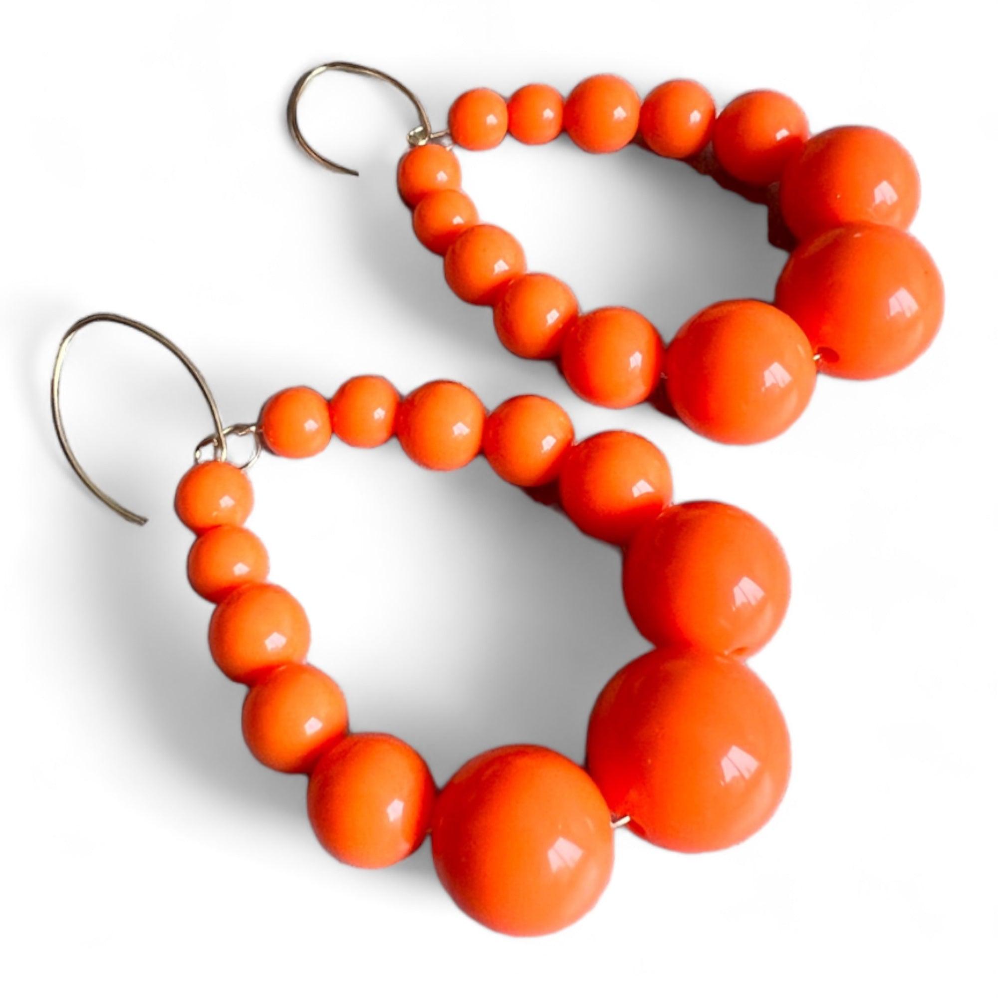 Boucles d’oreilles VINCIANE perles oranges - Créations Uniques - Créations Uniques