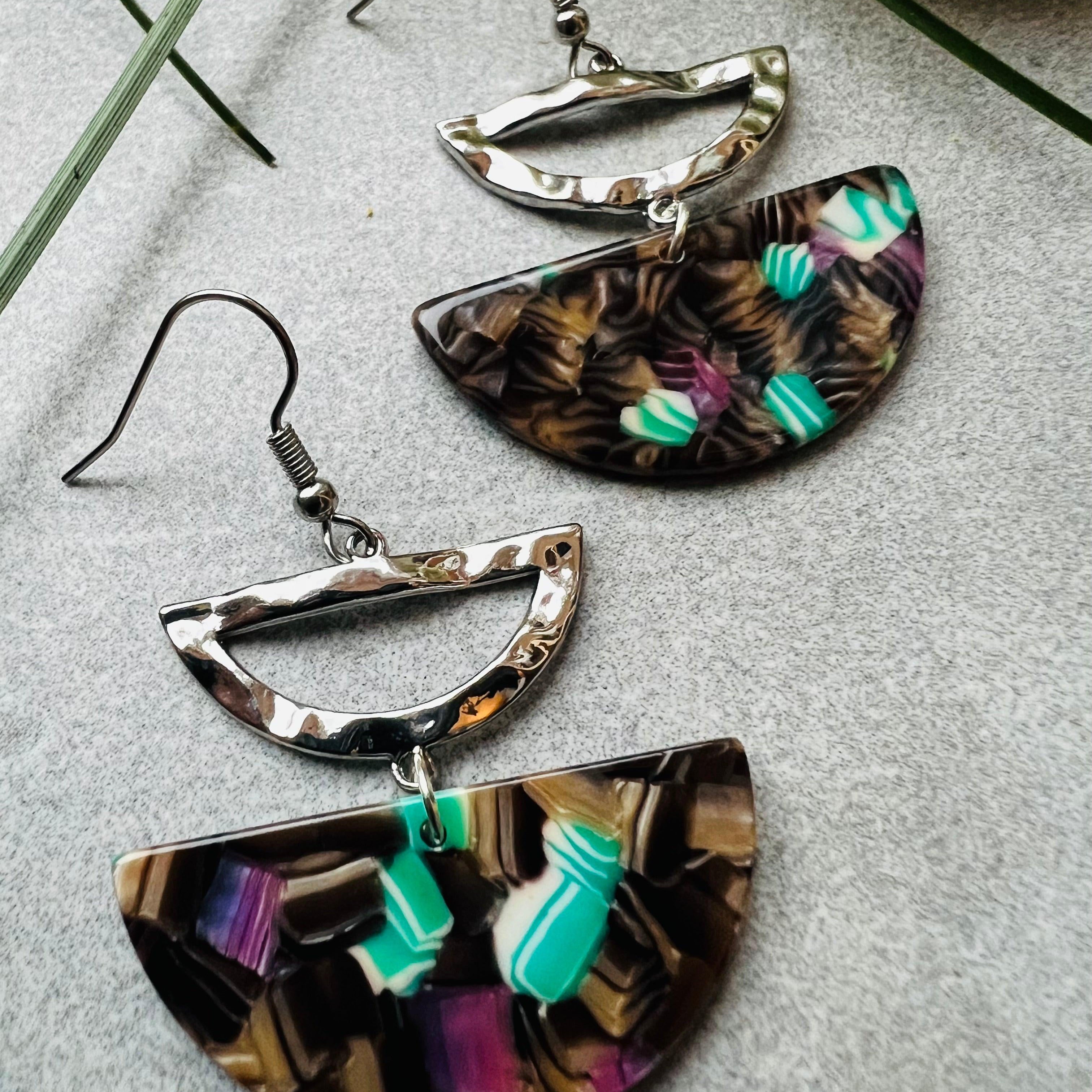 Boucles d’oreilles PAIGE deux demi-cercles - Créations Uniques - Créations Uniques