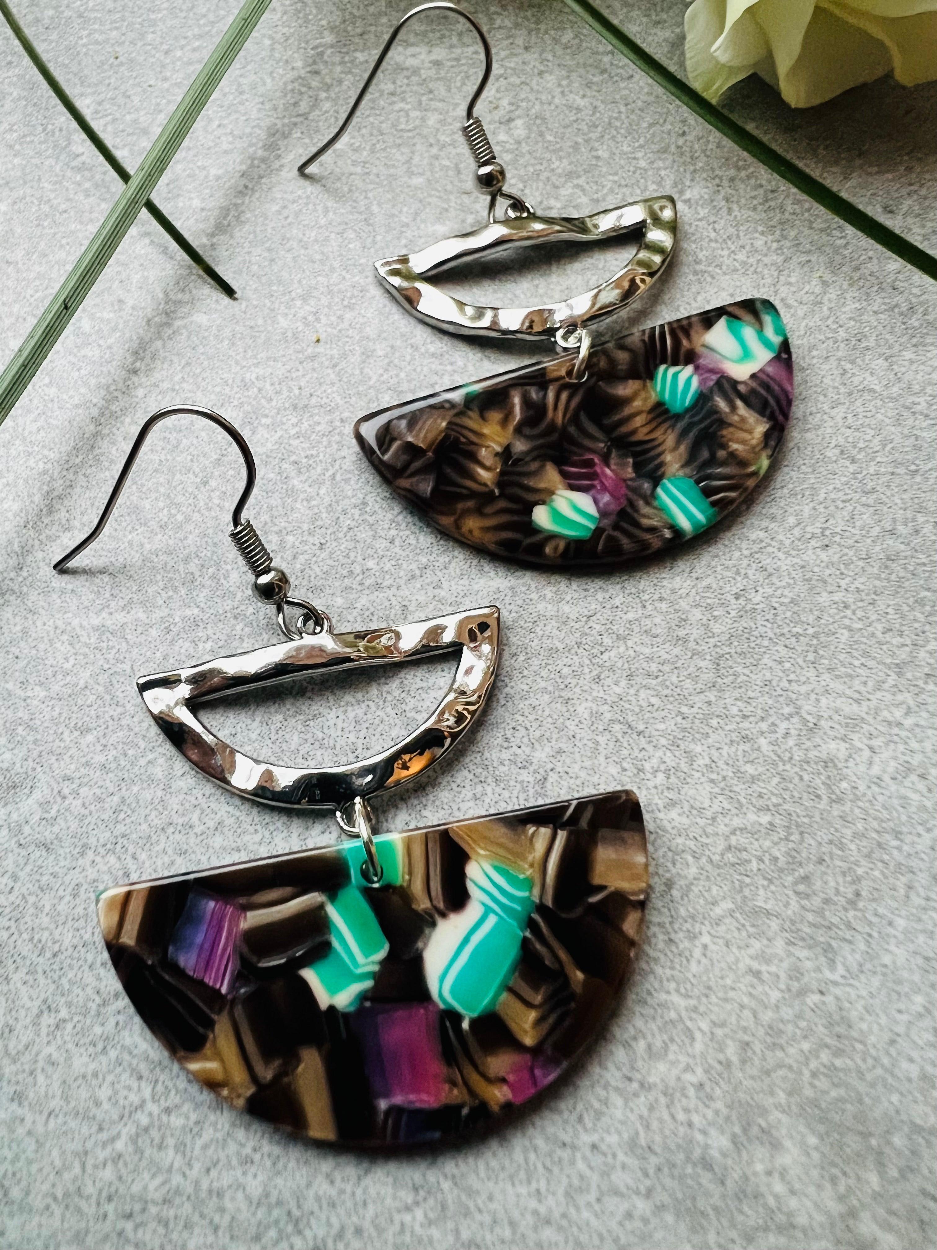 Boucles d’oreilles PAIGE deux demi-cercles - Créations Uniques - Créations Uniques