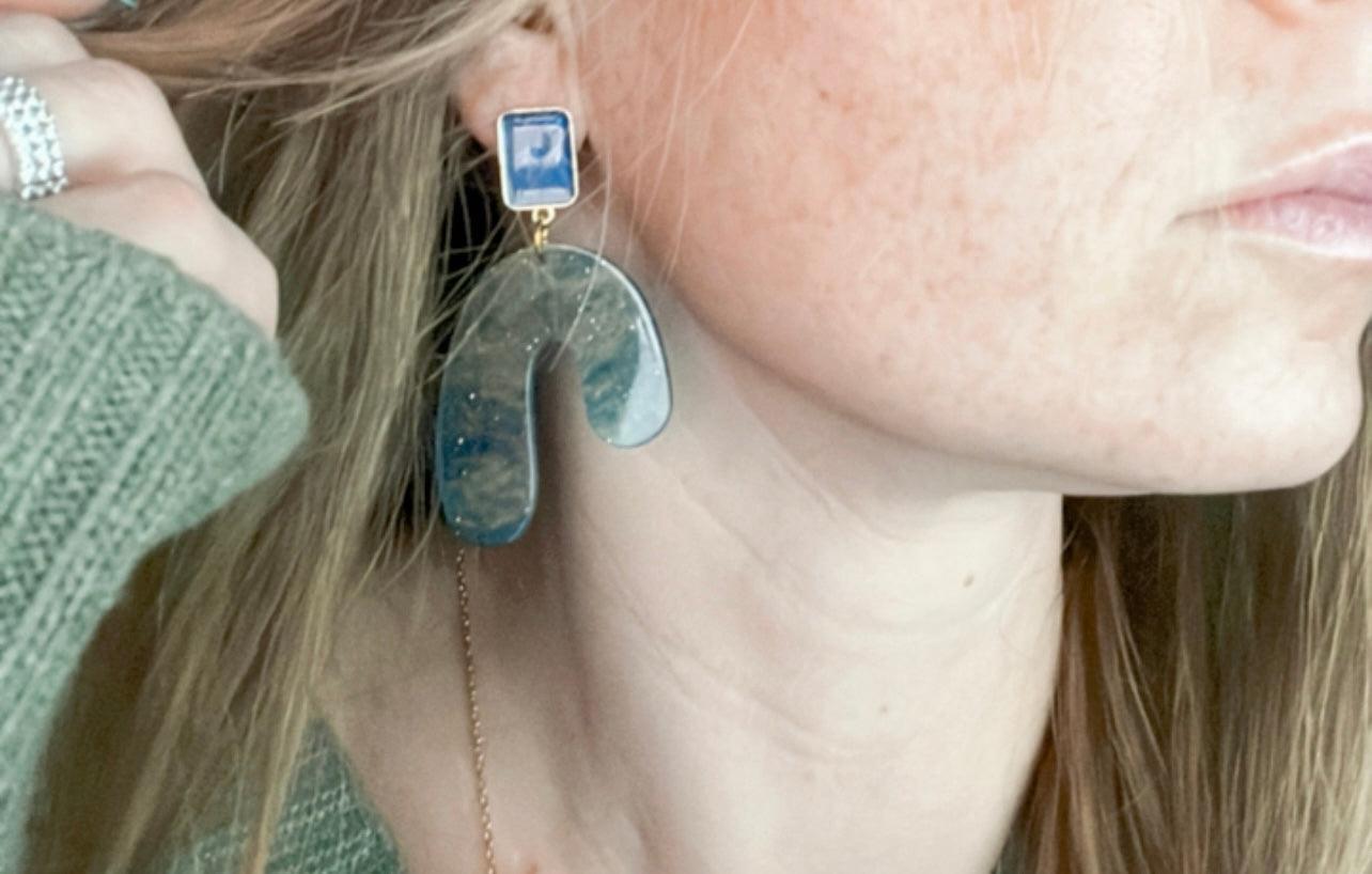 Boucles d’oreilles MURPHY résine galaxy - Créations Uniques - Créations Uniques