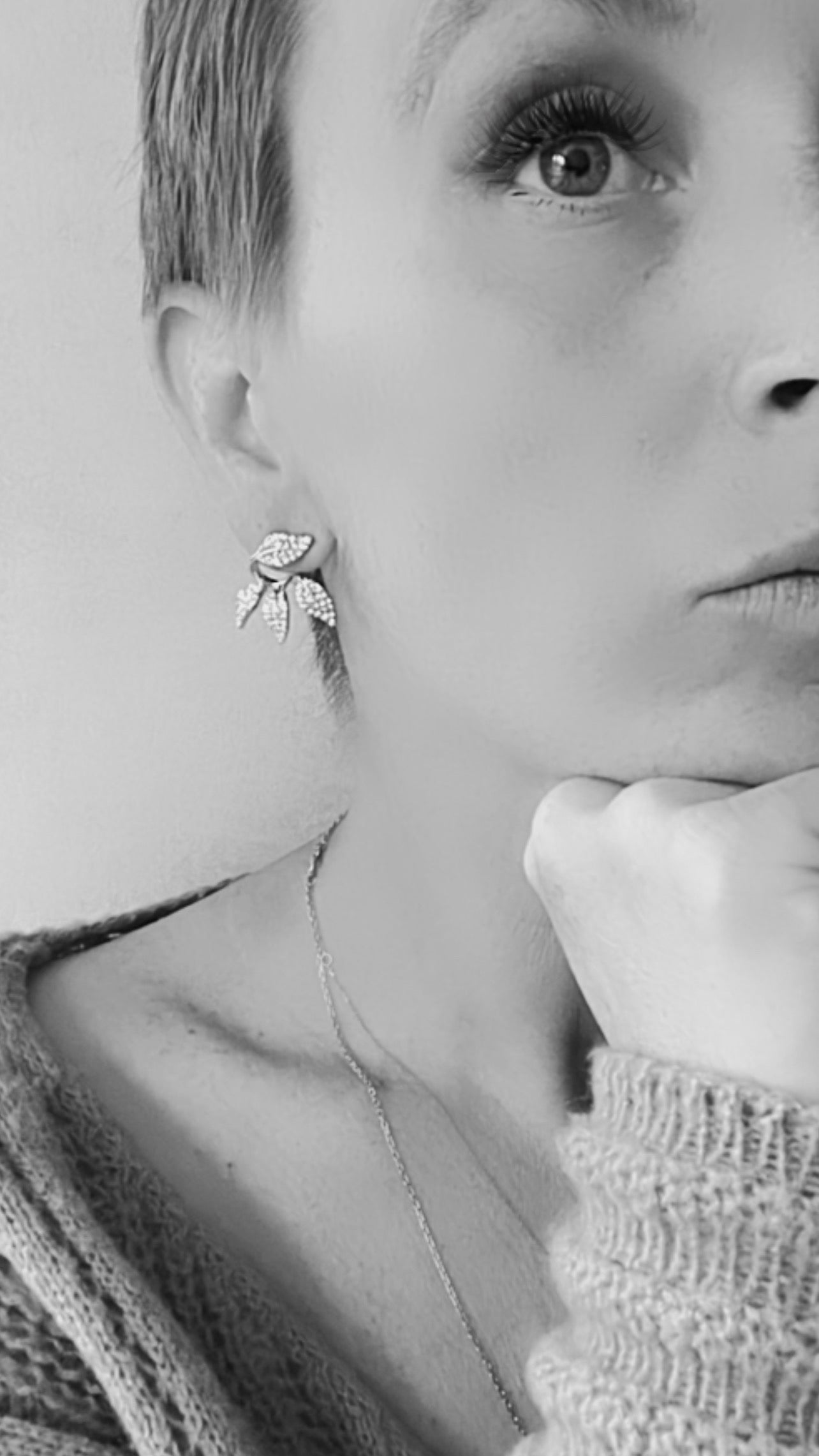 Boucles d’oreilles MACY feuilles strass - Créations Uniques