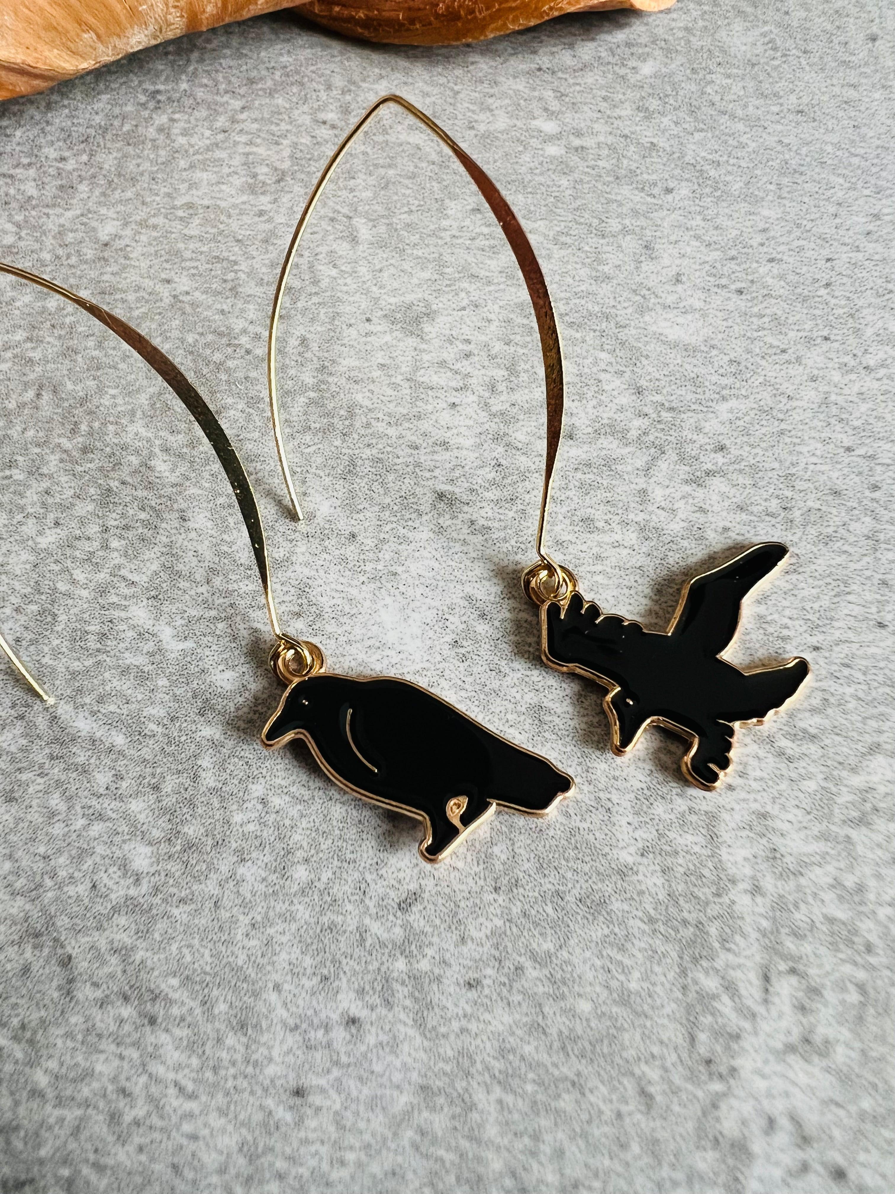 Boucles d’oreilles HALLOWEEN noires et asymétriques- Créations Uniques - Créations Uniques