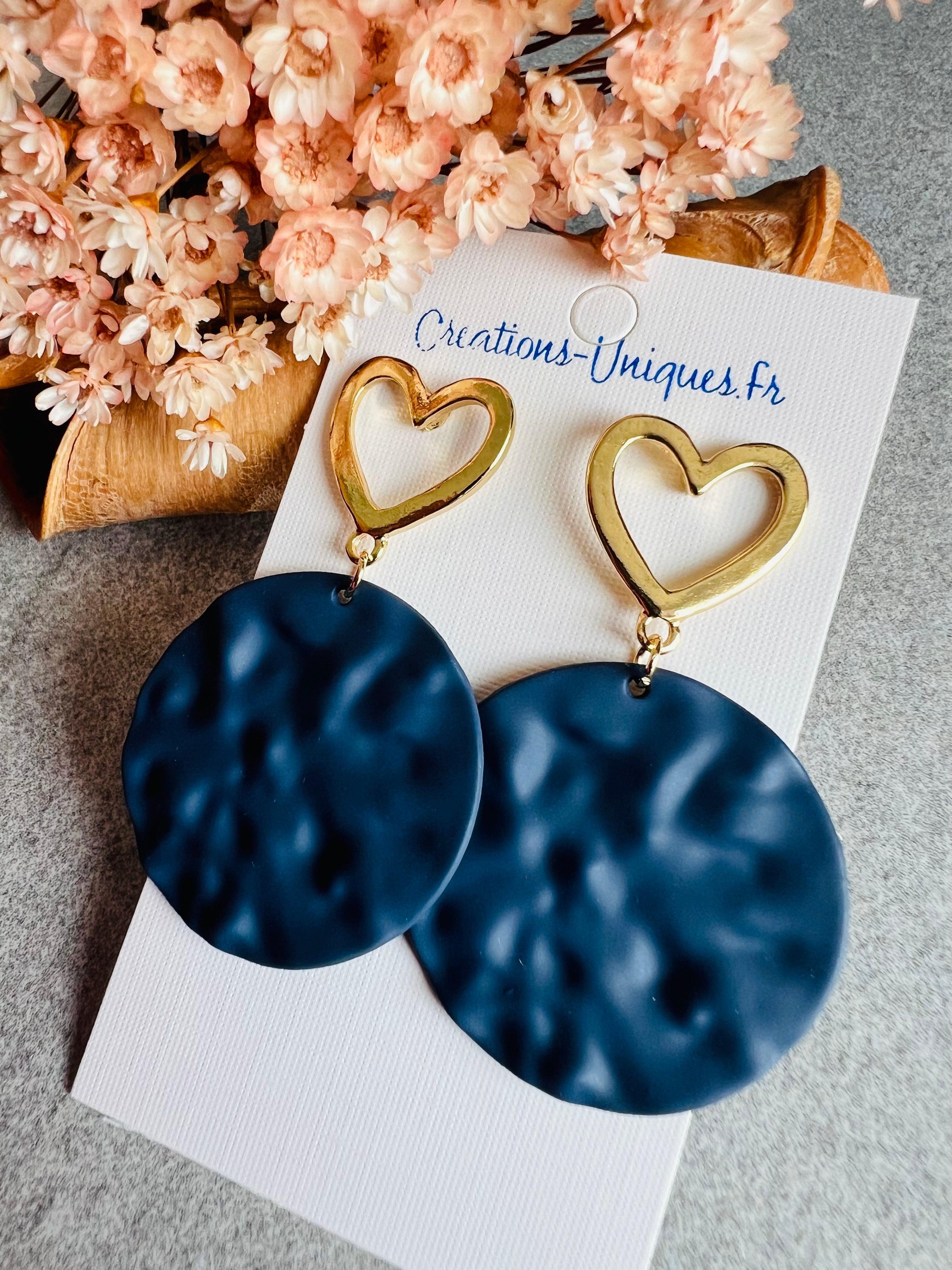 Boucles d’oreilles LENA clous cœurs - Créations Uniques - Créations Uniques