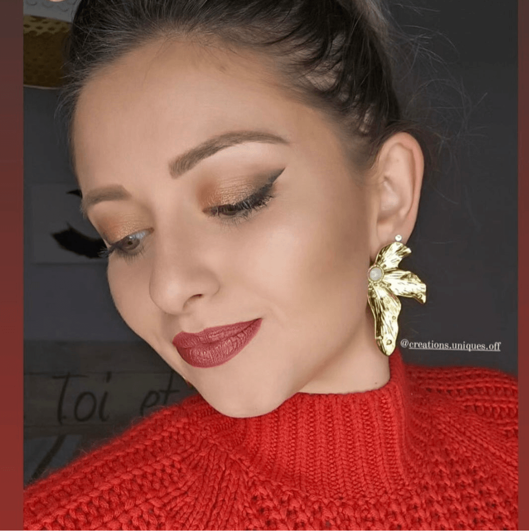 Boucles d’oreilles OLYMPE feuilles chic dorées - Créations Uniques