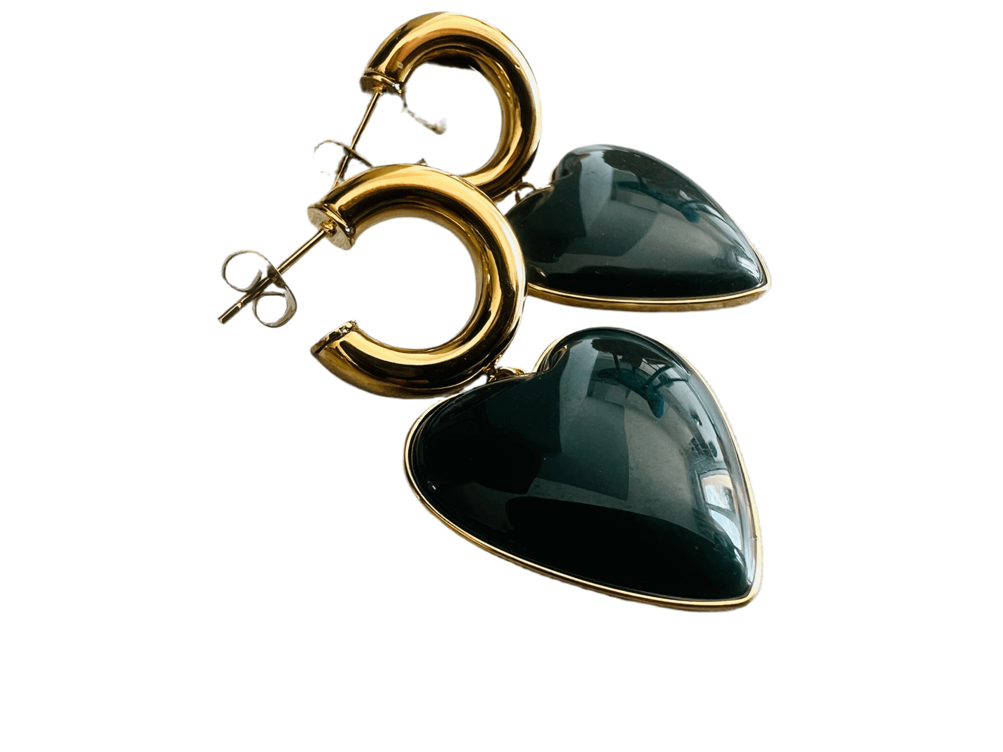 Boucles d’oreilles ADDISON Cœurs verts foncés - Créations Uniques