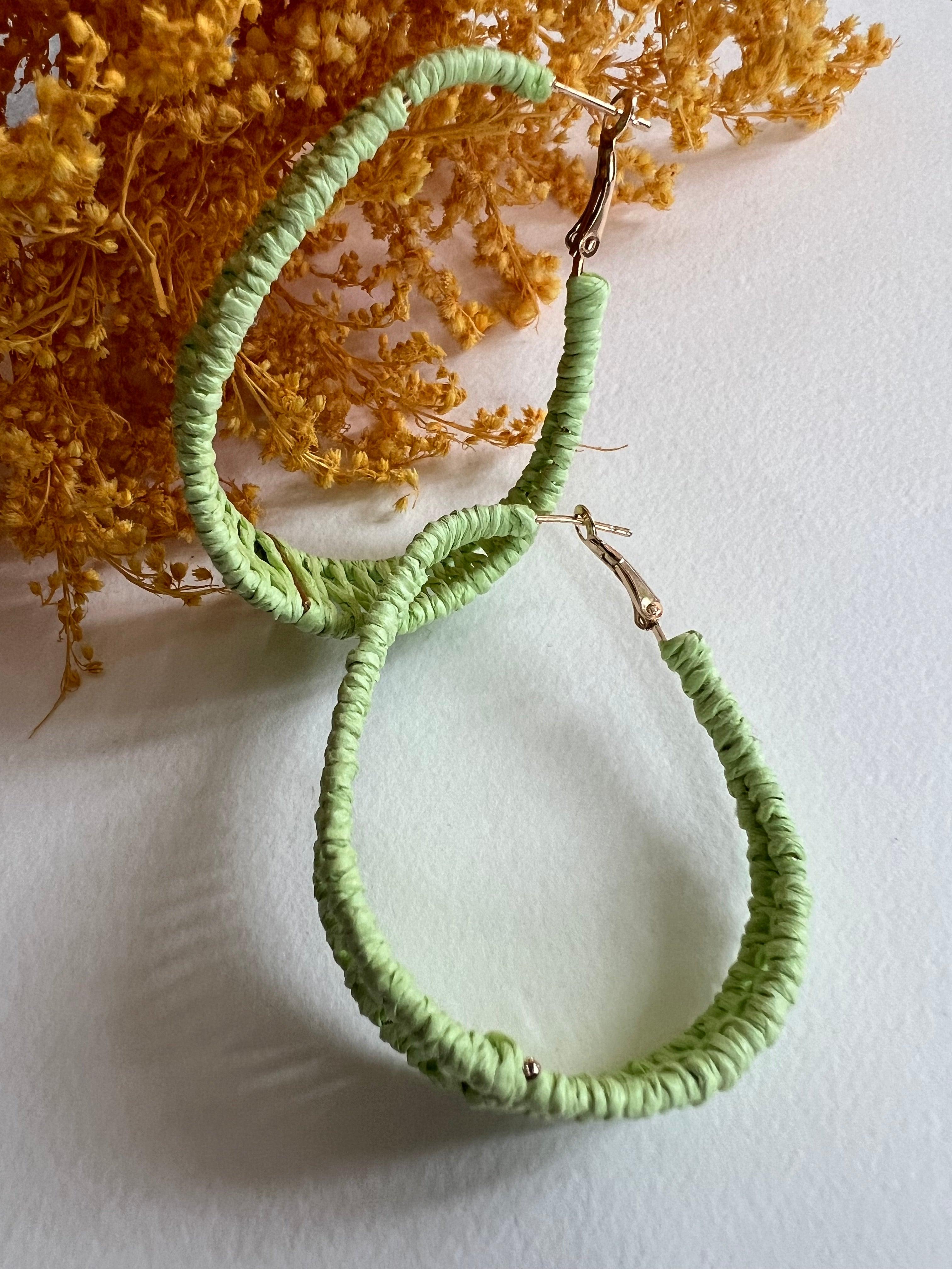 Boucles d’oreilles MAELANNE créoles tressées vertes - Créations Uniques