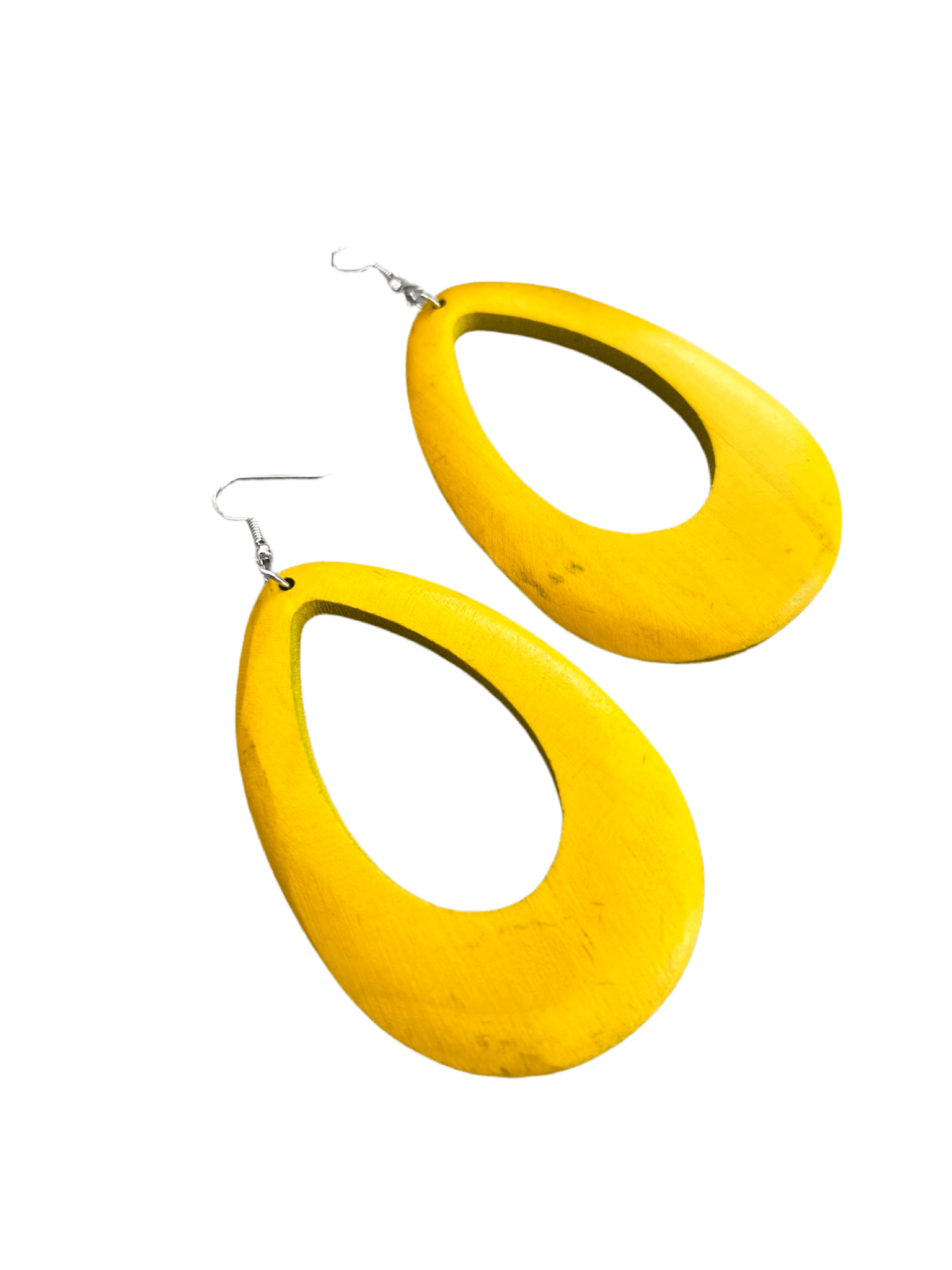 Boucles d’oreilles MAGALIE grandes gouttes bois jaune - Créations Uniques