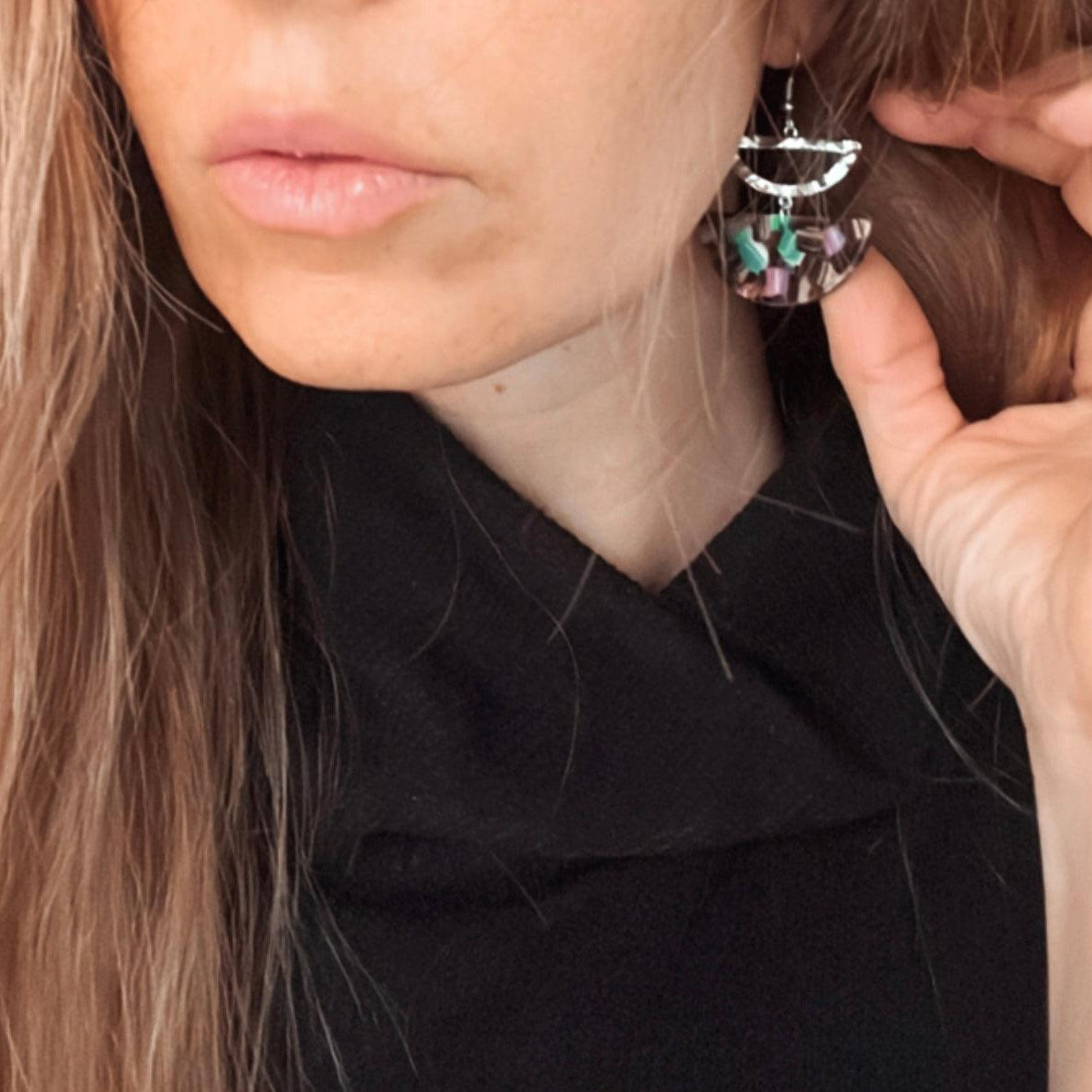 Boucles d’oreilles PAIGE deux demi-cercles - Créations Uniques - Créations Uniques