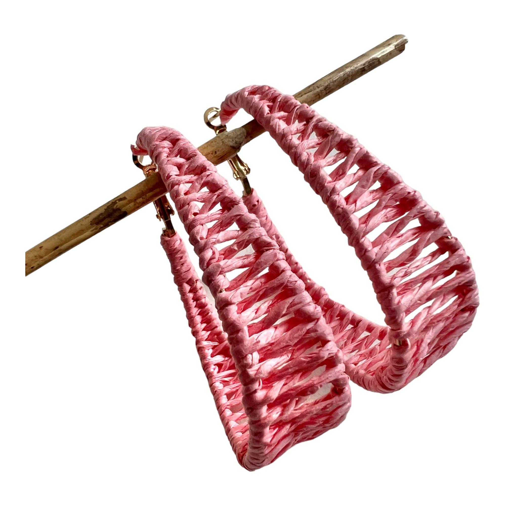 Boucles d’oreilles MAELANNE créoles tressées roses - Créations Uniques