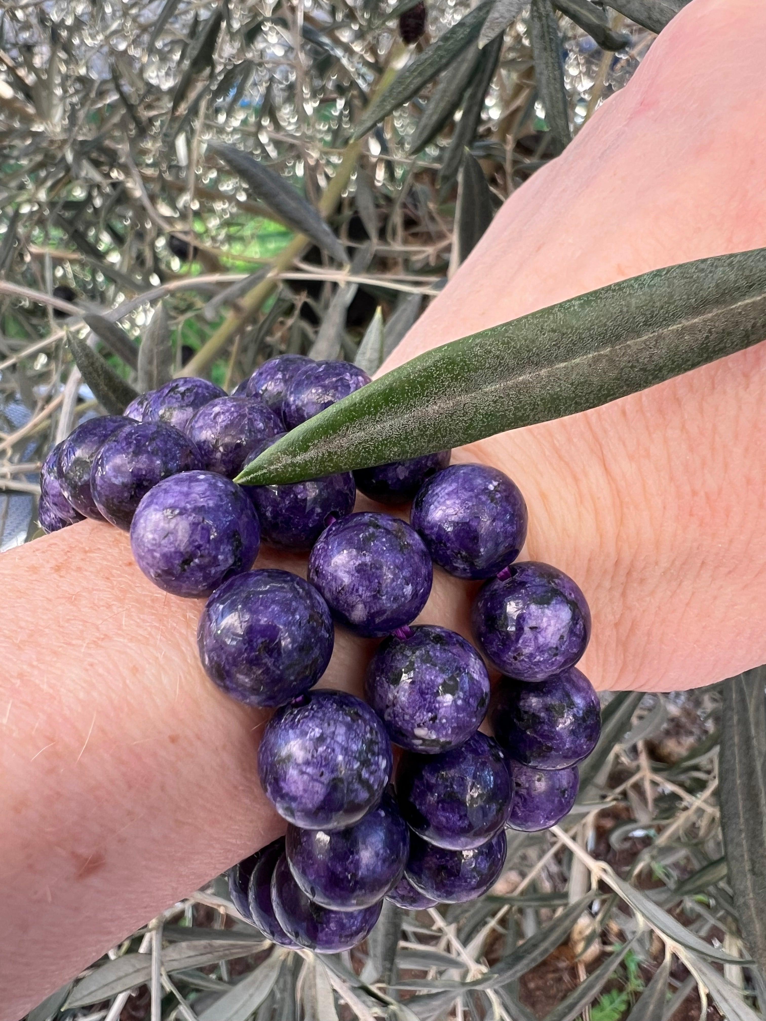 Bracelet VIOLET perles 12 mm - Créations Uniques