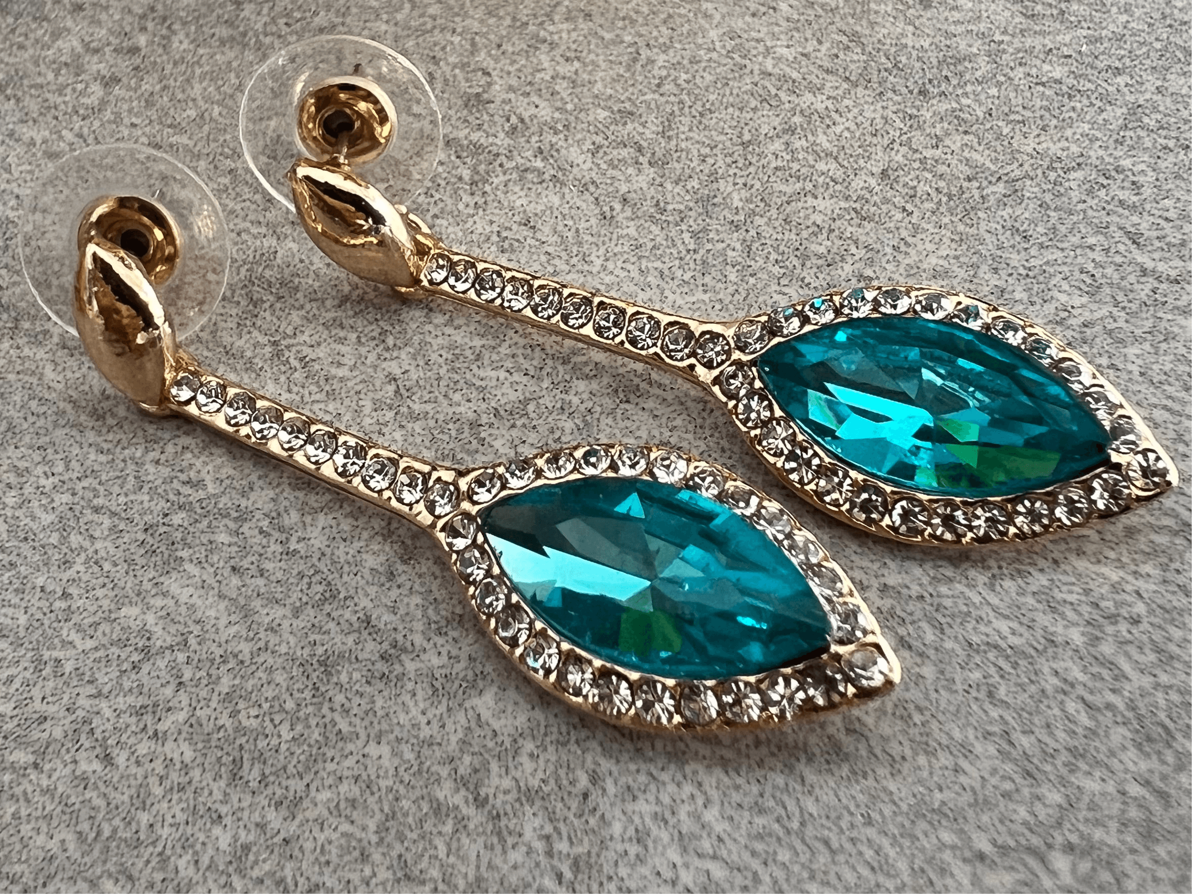 Boucles d’oreilles PERRINE bleue et strass - Créations Uniques