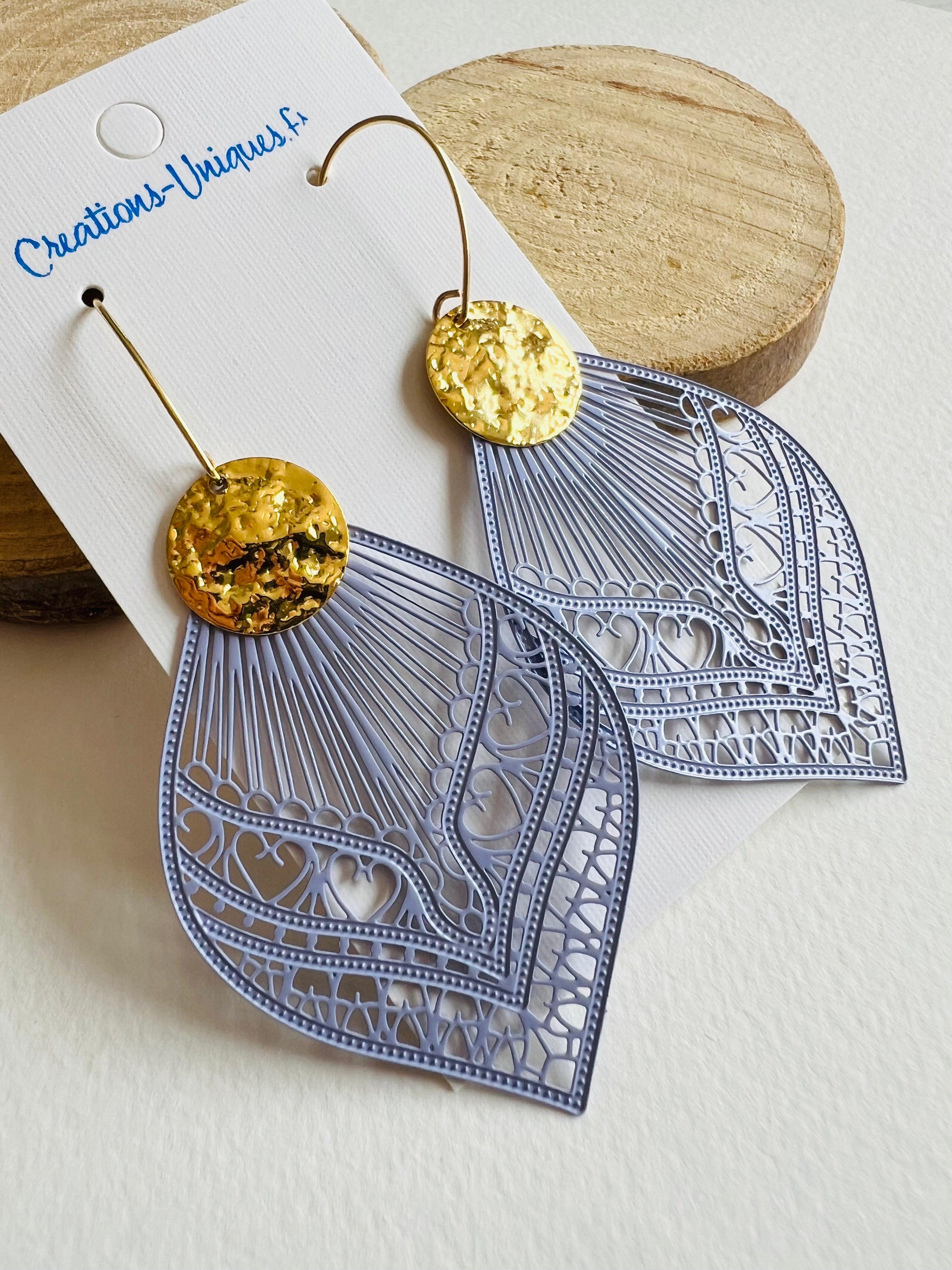 Boucles d’oreilles NINA gouttes mauve - Créations Uniques - Créations Uniques