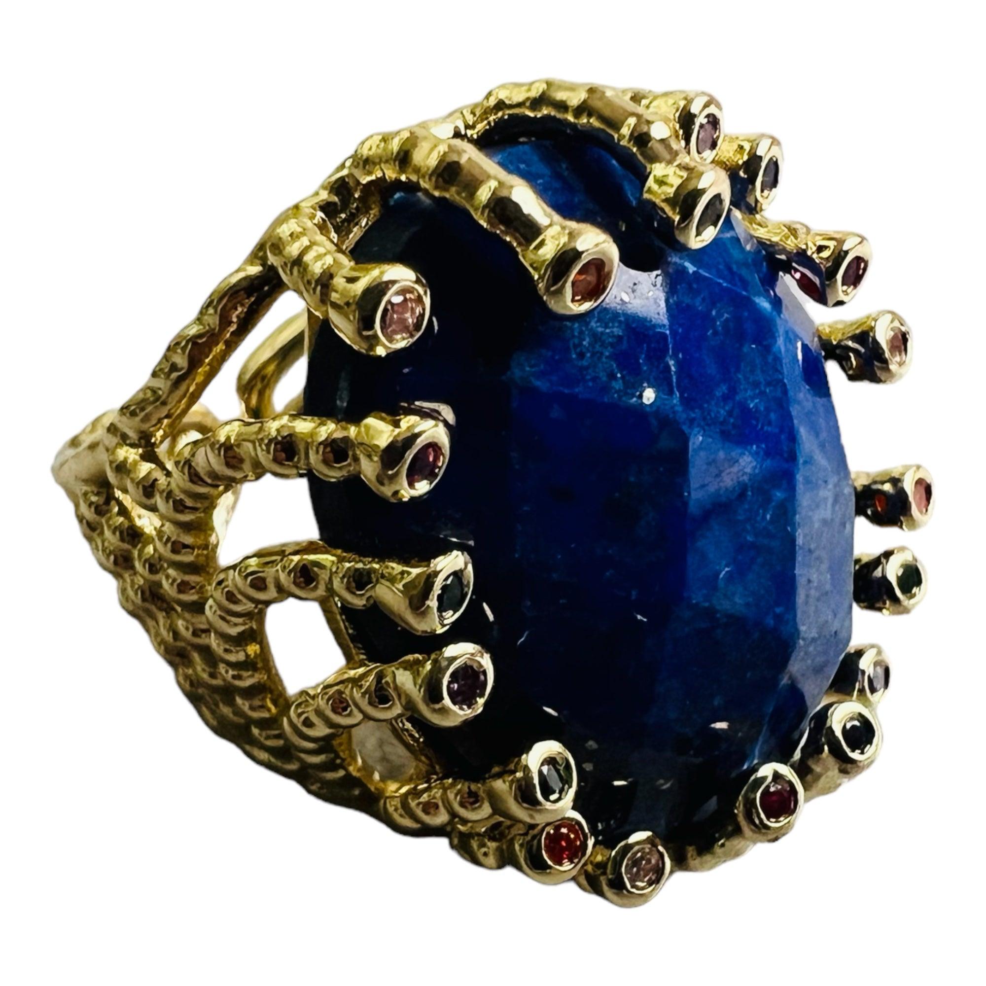 Bague BEATRICE bleu lapis - Créations Uniques
