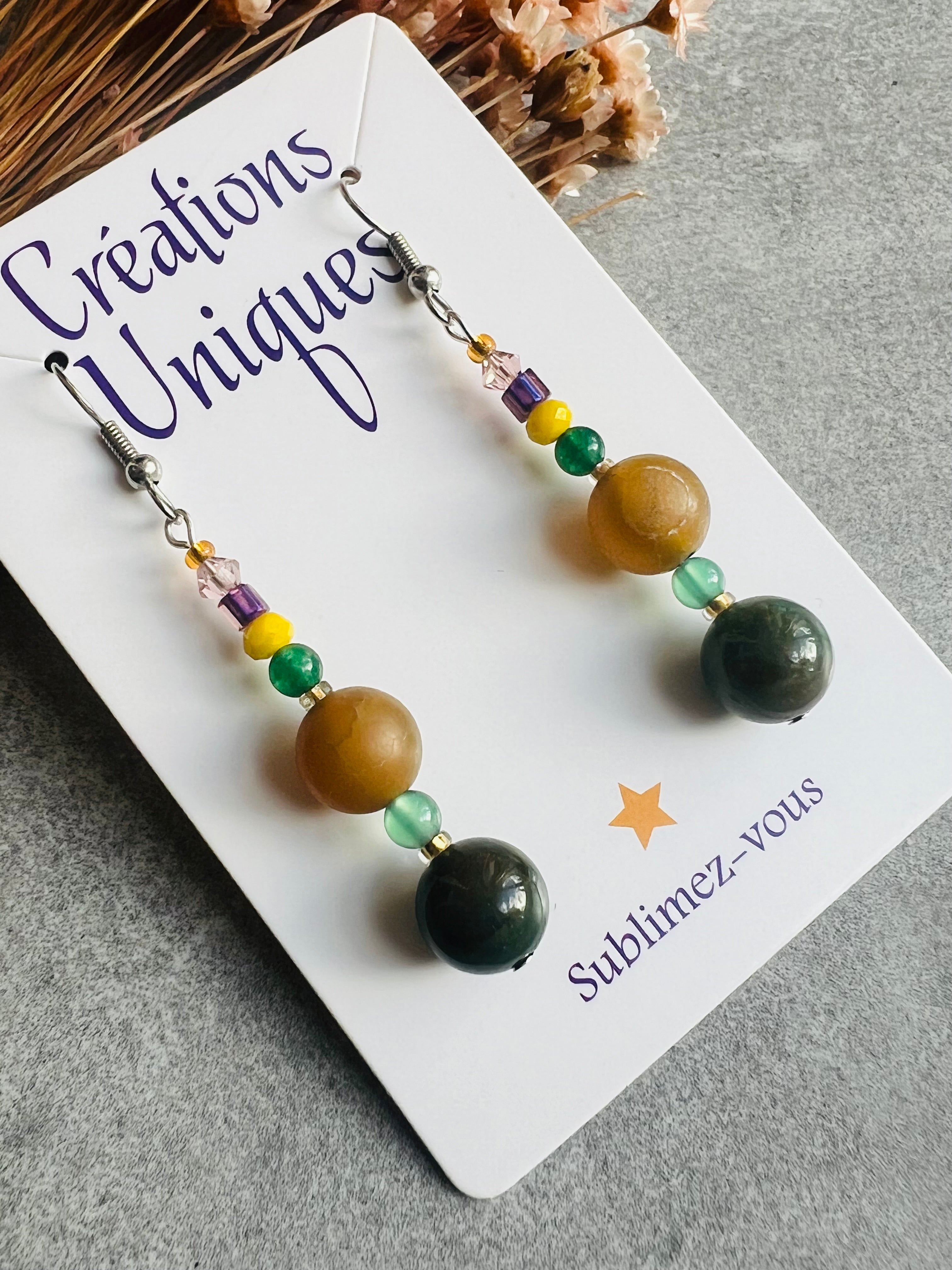 Boucles d’oreilles STACI perles - Créations Uniques - Créations Uniques