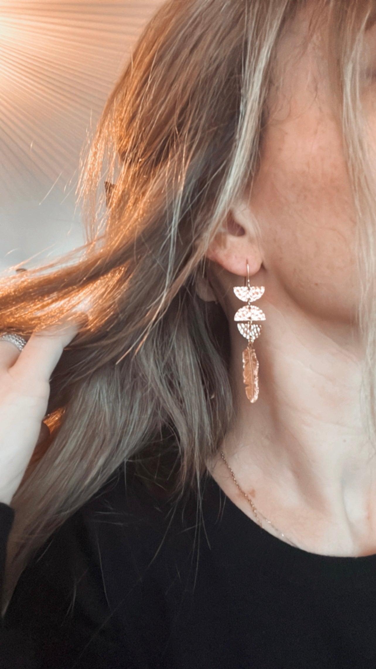 Boucles d’oreilles RANI plumes or rose - Créations Uniques - Créations Uniques