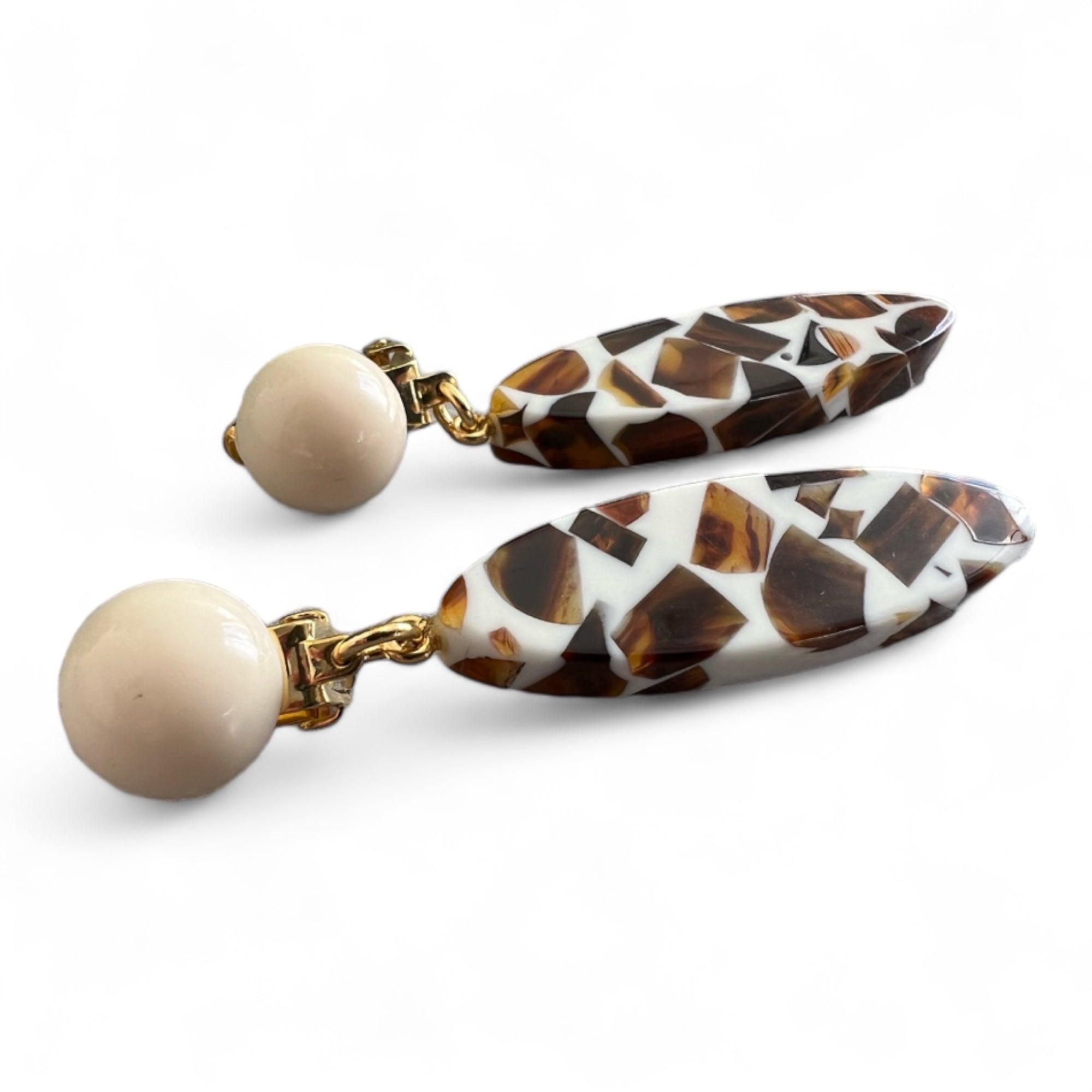 Clips beige SIDONIE écaille de tortue - création Francine Bramli - Créations Uniques