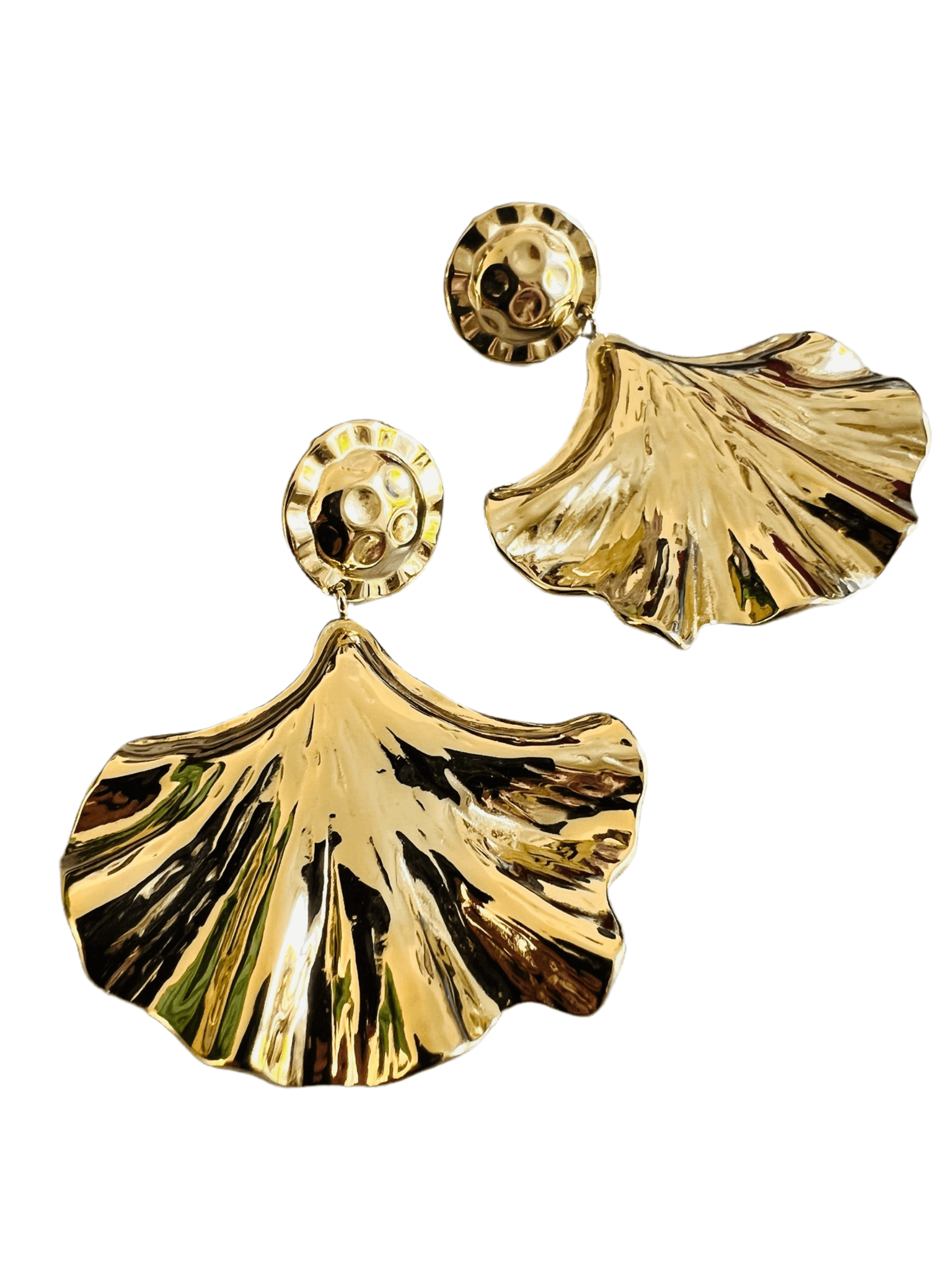 Boucles d’oreilles GRETA feuilles ginkgo dorées - Créations Uniques