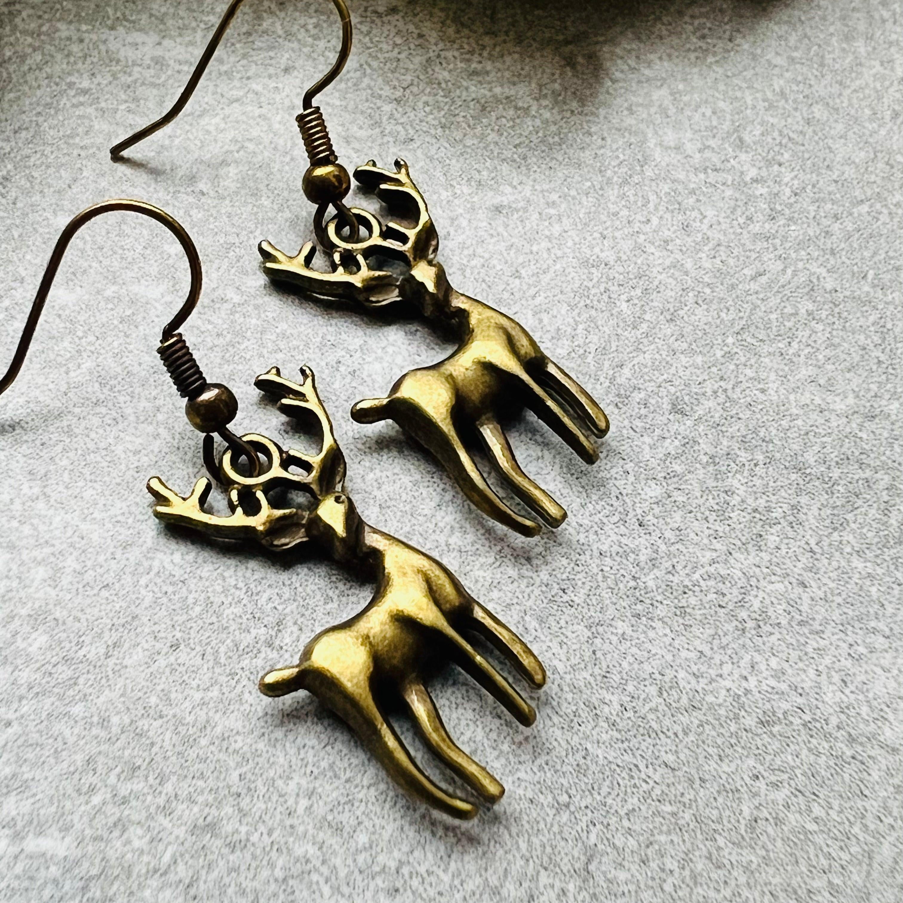 Boucles d’oreilles MARIEL Rennes de Noël bronze - Créations Uniques - Créations Uniques