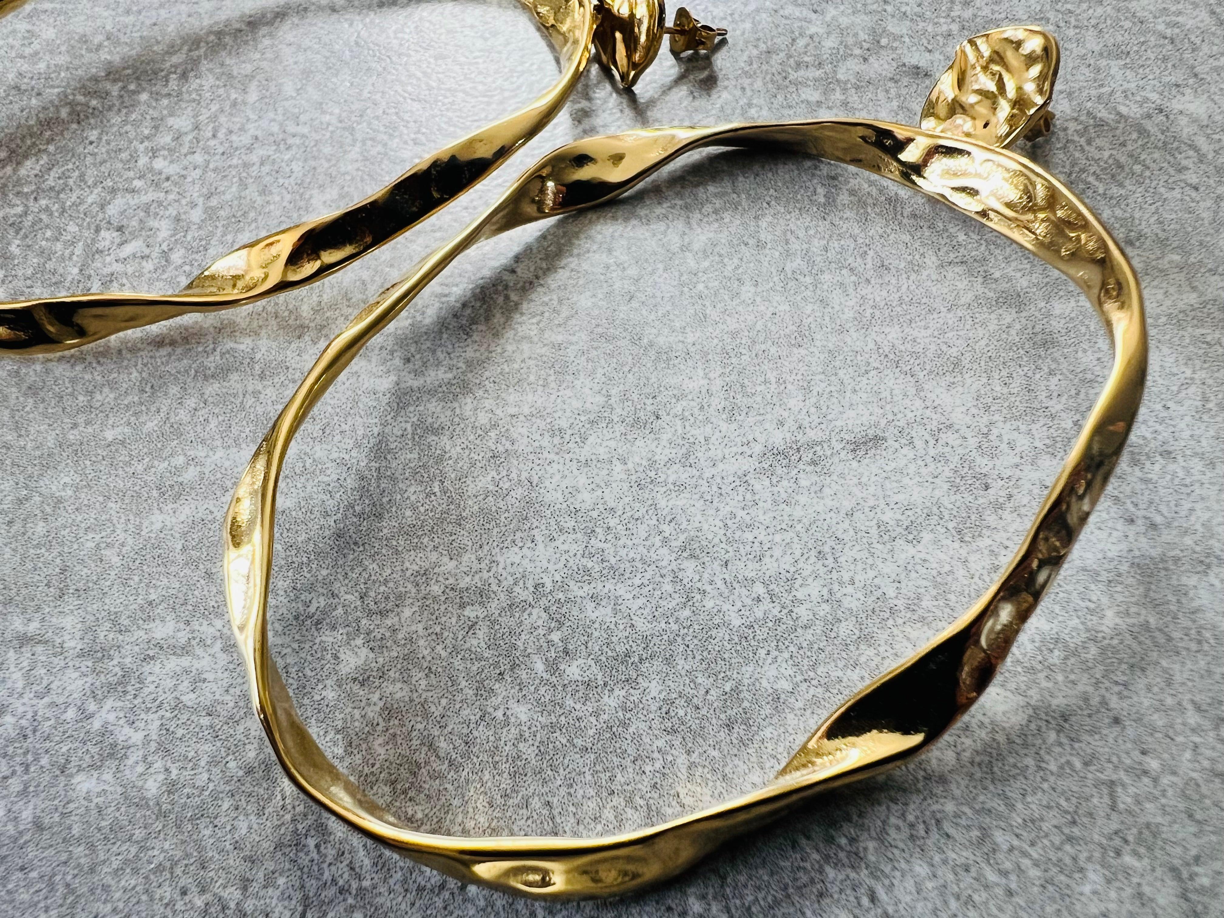 Boucles d’oreilles PASCALE grand modèle ovale doré - Créations Uniques