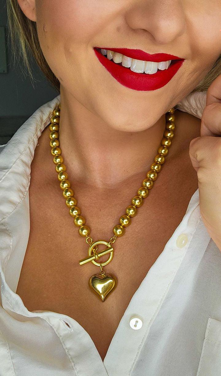 N74613 Collier cœur doré - Karine Sultan - Créations Uniques