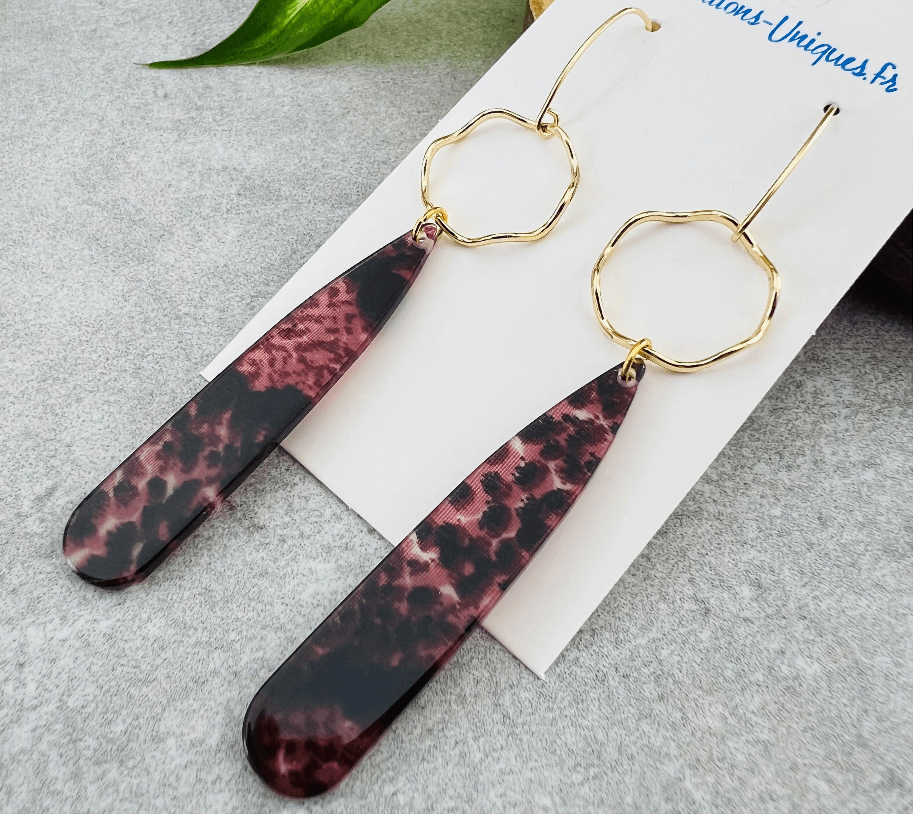 Boucles d’oreilles NATALEE longues gouttes résine - Créations Uniques - Créations Uniques