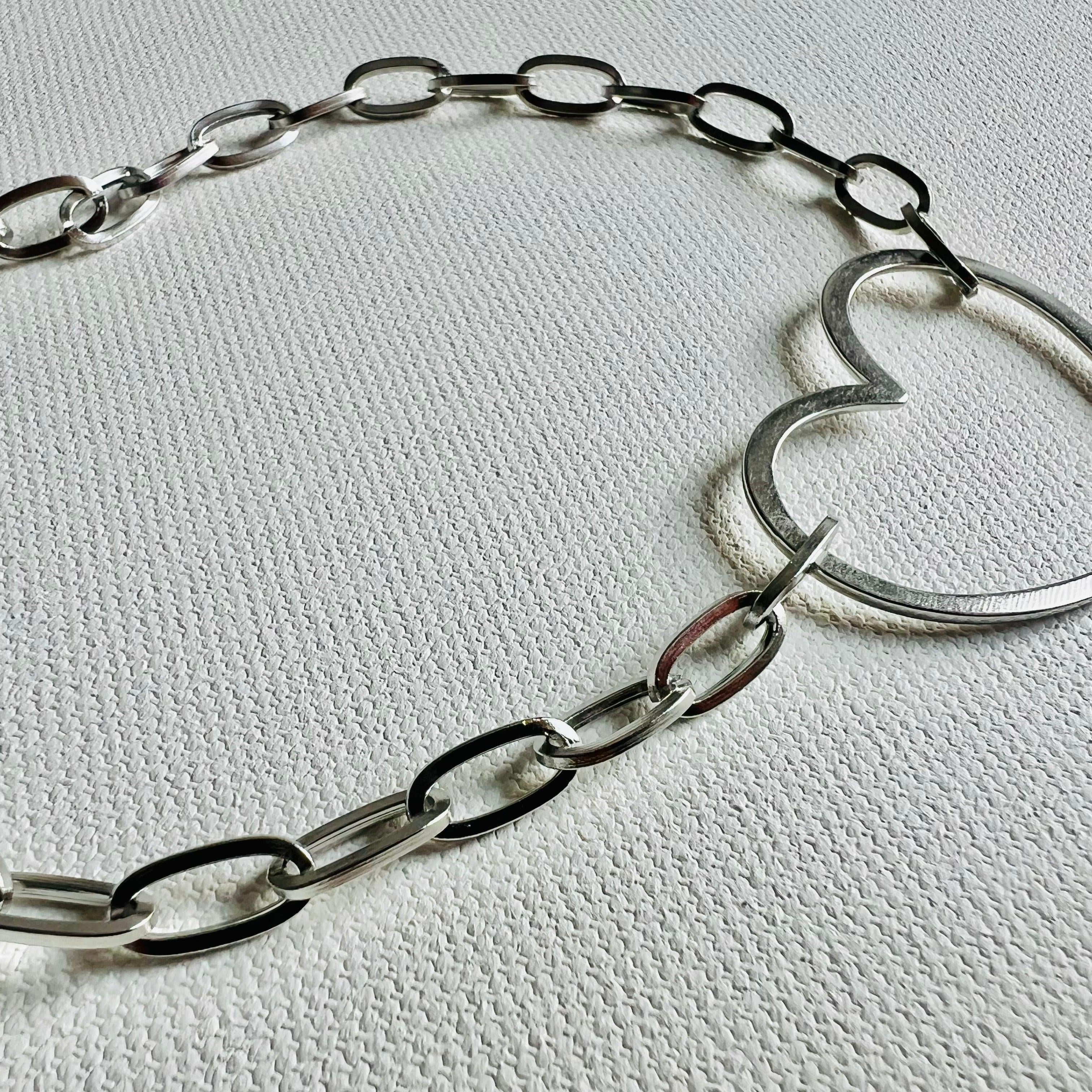 Collier LOUISETTE collier cœur argenté - Créations Uniques