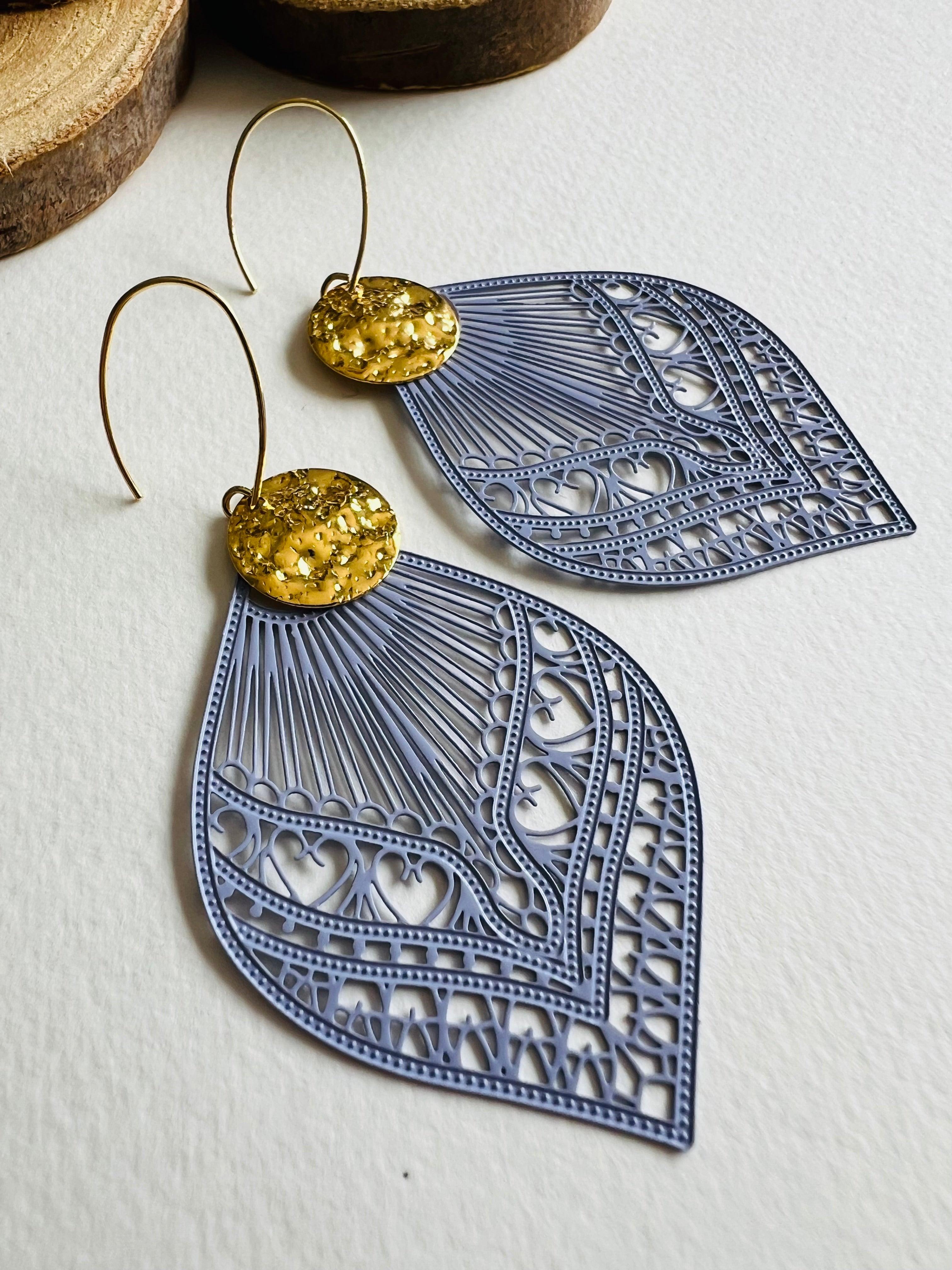 Boucles d’oreilles NINA gouttes mauve - Créations Uniques - Créations Uniques