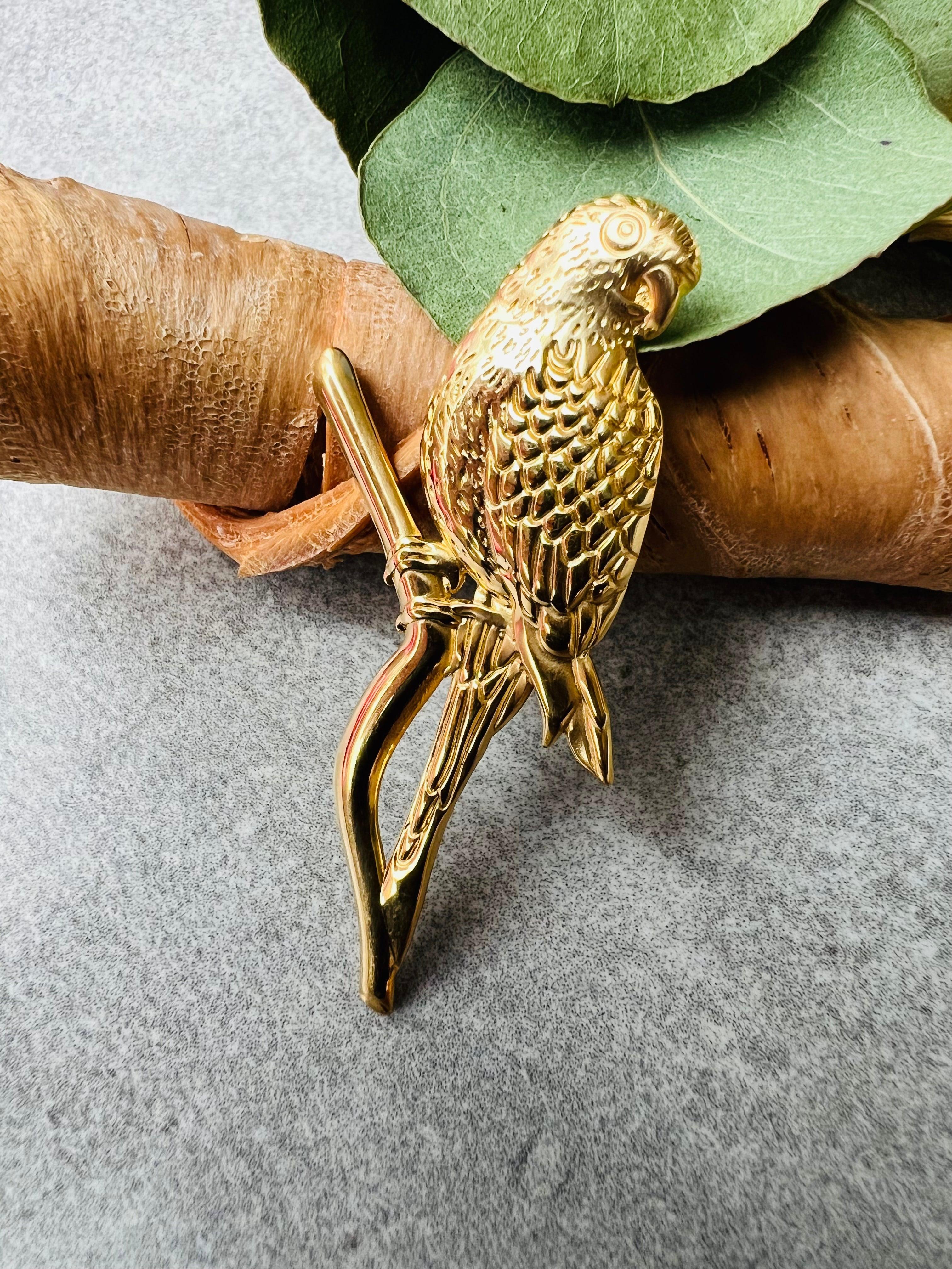 Broche dorée PERROQUET - Créations Uniques