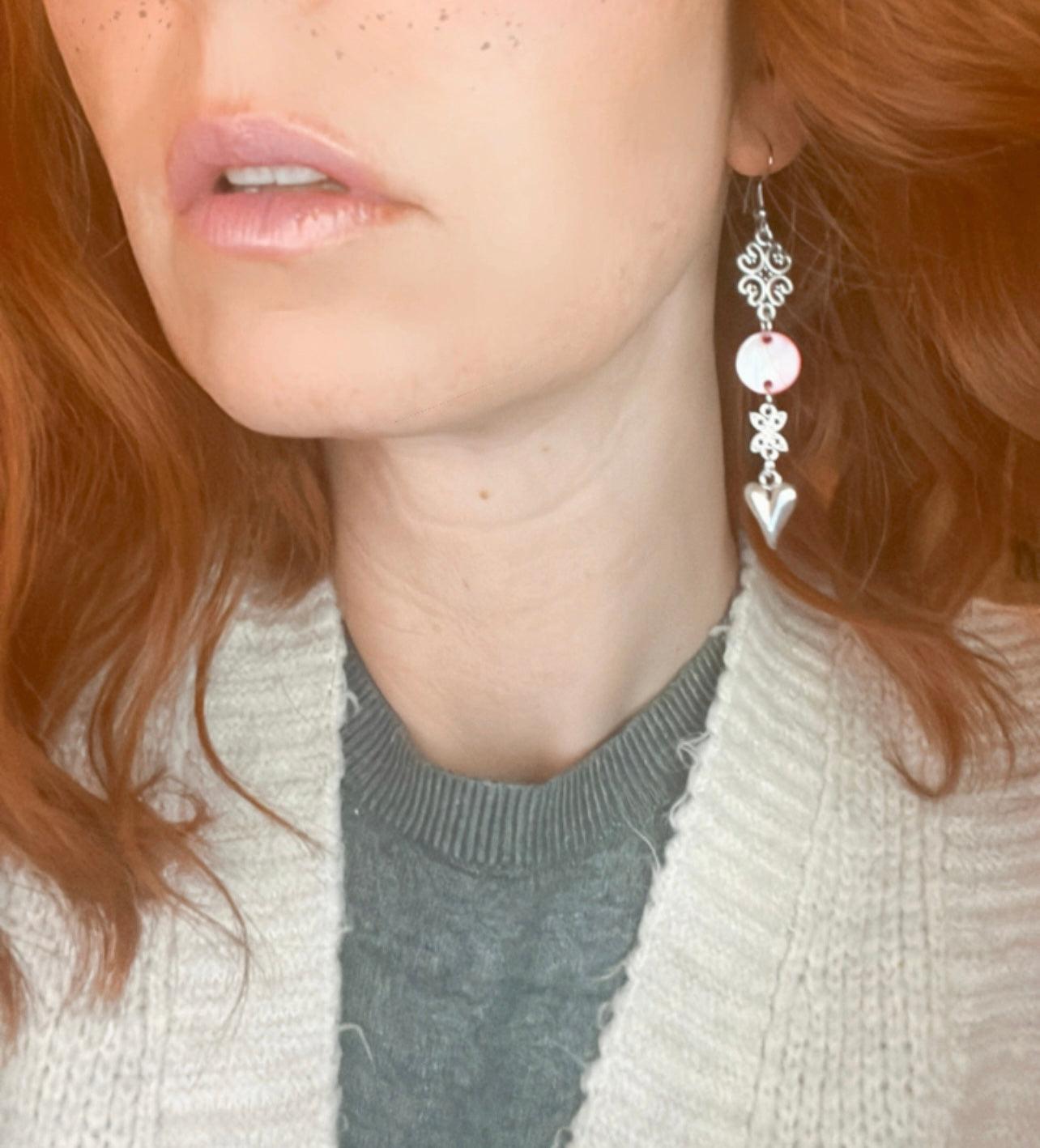 Boucles d’oreilles HELIANE style bohème rouge - Créations Uniques - Créations Uniques