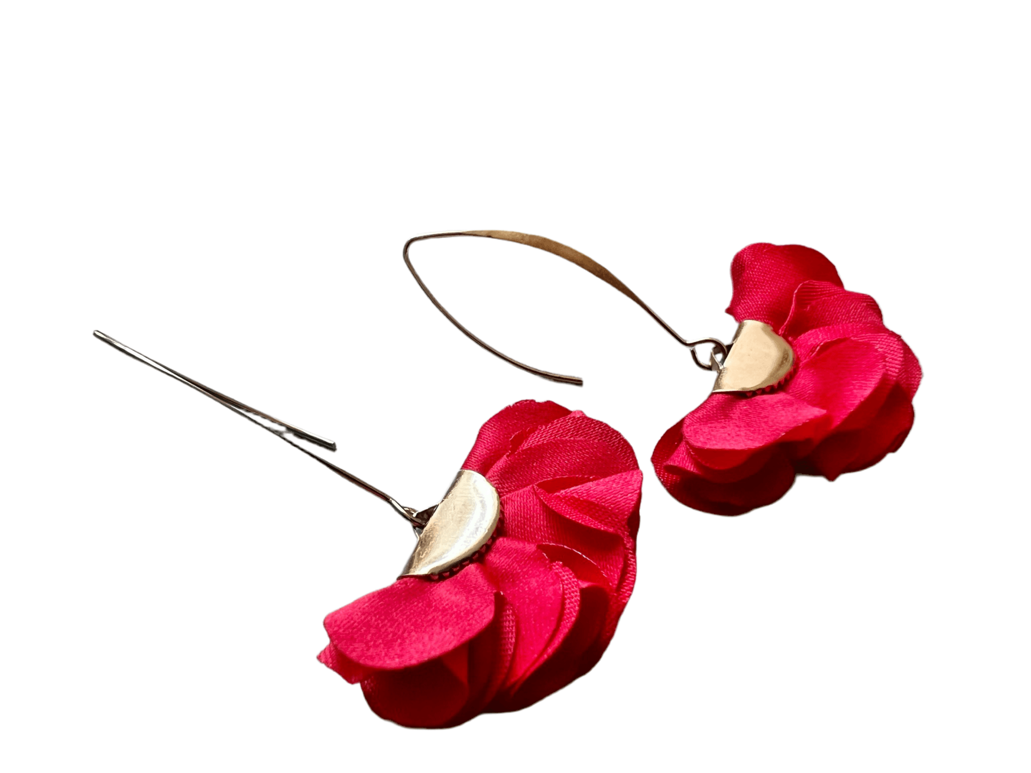 Boucles d’oreilles RIHANNA pampilles tissu rouge - Créations Uniques - Créations Uniques