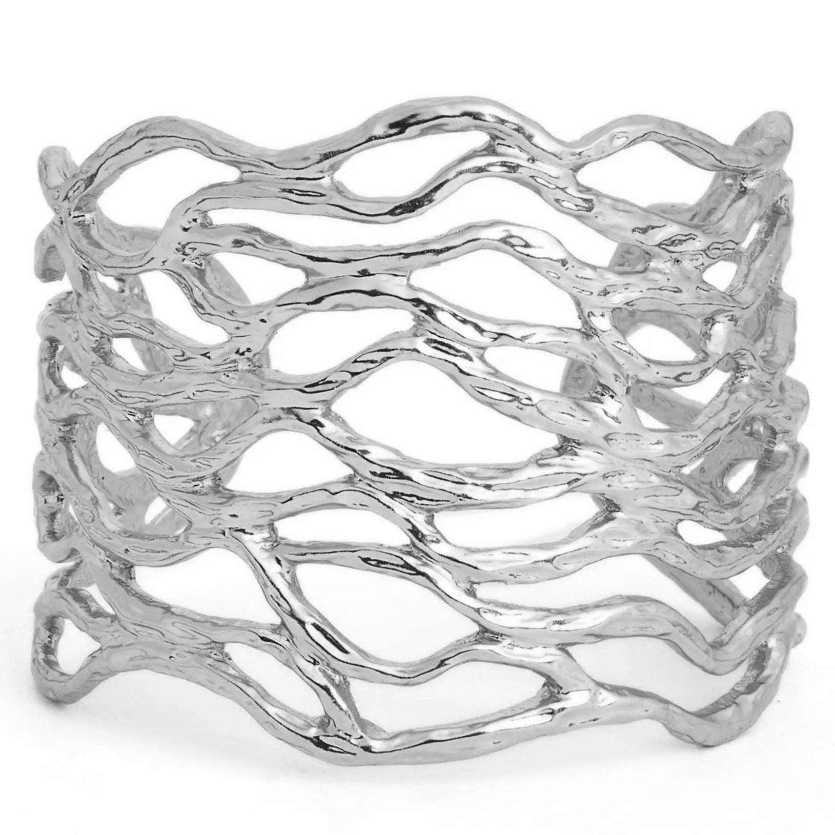 B56005 Bracelet Manchette ajourée - Karine Sultan - Créations Uniques