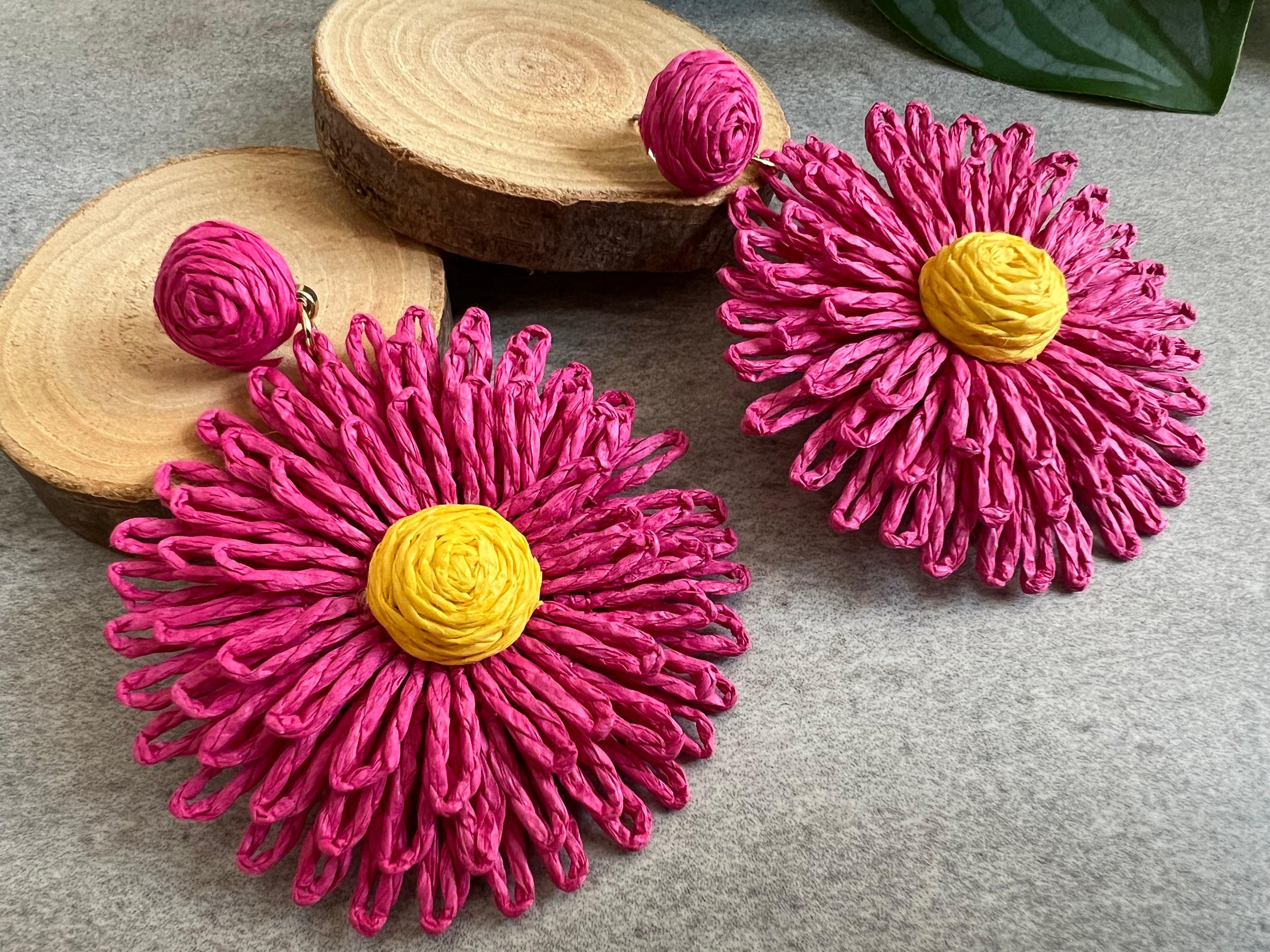 Boucles d’oreilles CARLY fleurs printemps été roses style campagne - Créations Uniques