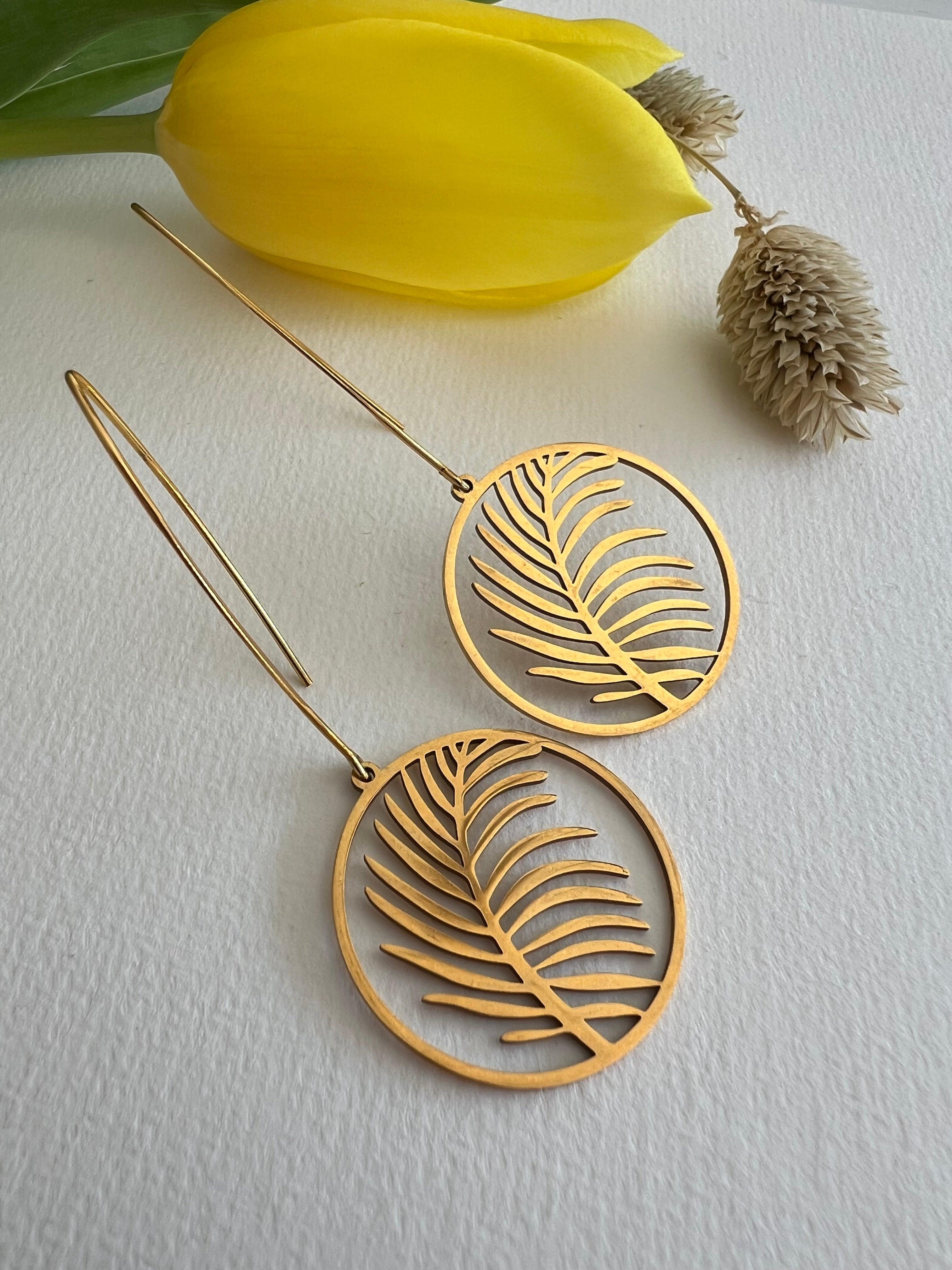 Boucles d’oreilles TABATHA feuilles dorées - Créations Uniques - Créations Uniques