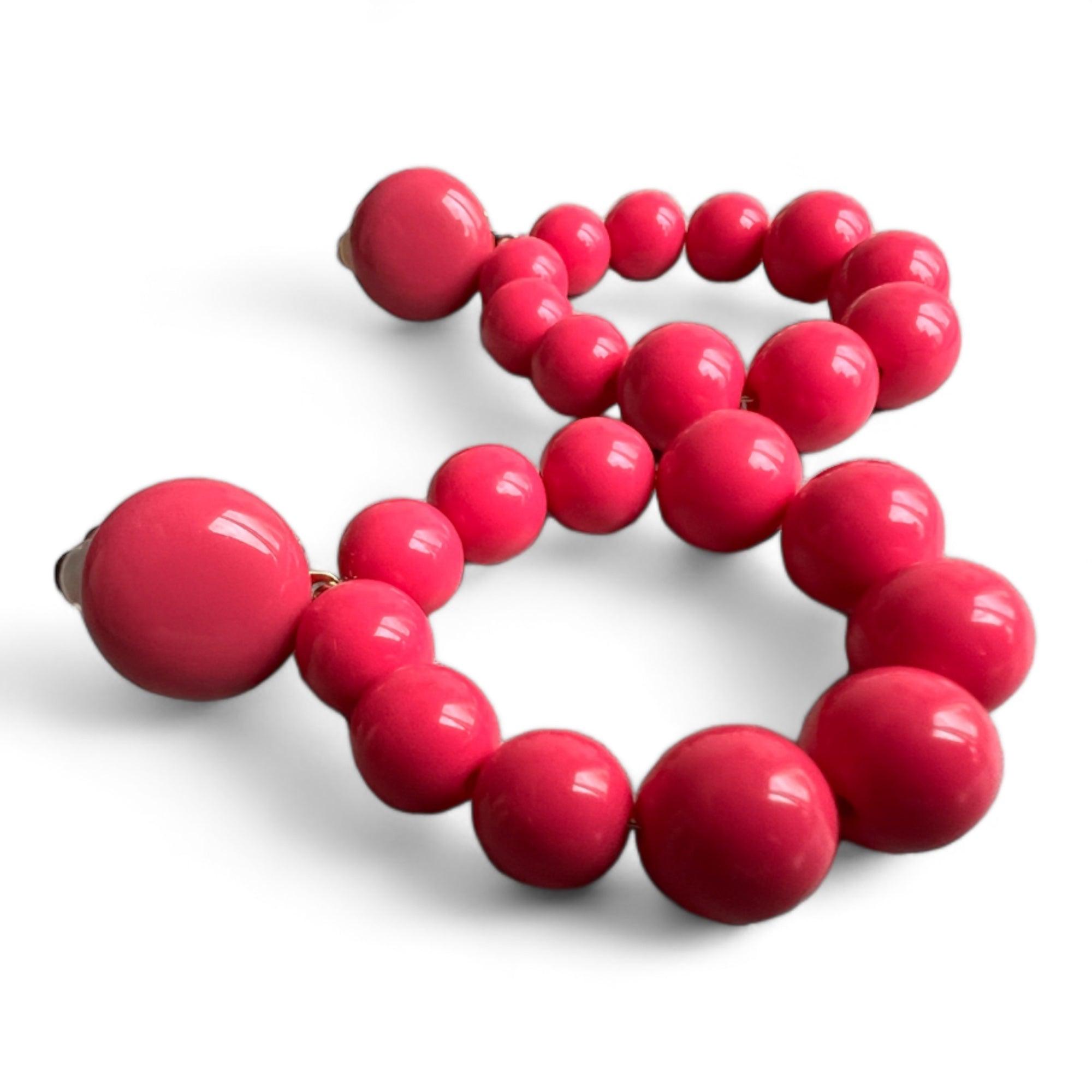 Clips FRANÇOISE perles rose fuchsia - création Francine Bramli - Créations Uniques