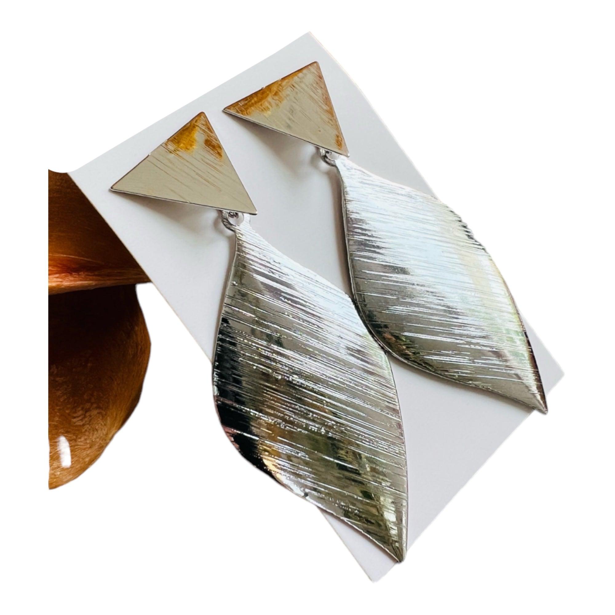 Boucles d'oreilles LEONIE grandes gouttes argentées - Créations Uniques - Créations Uniques