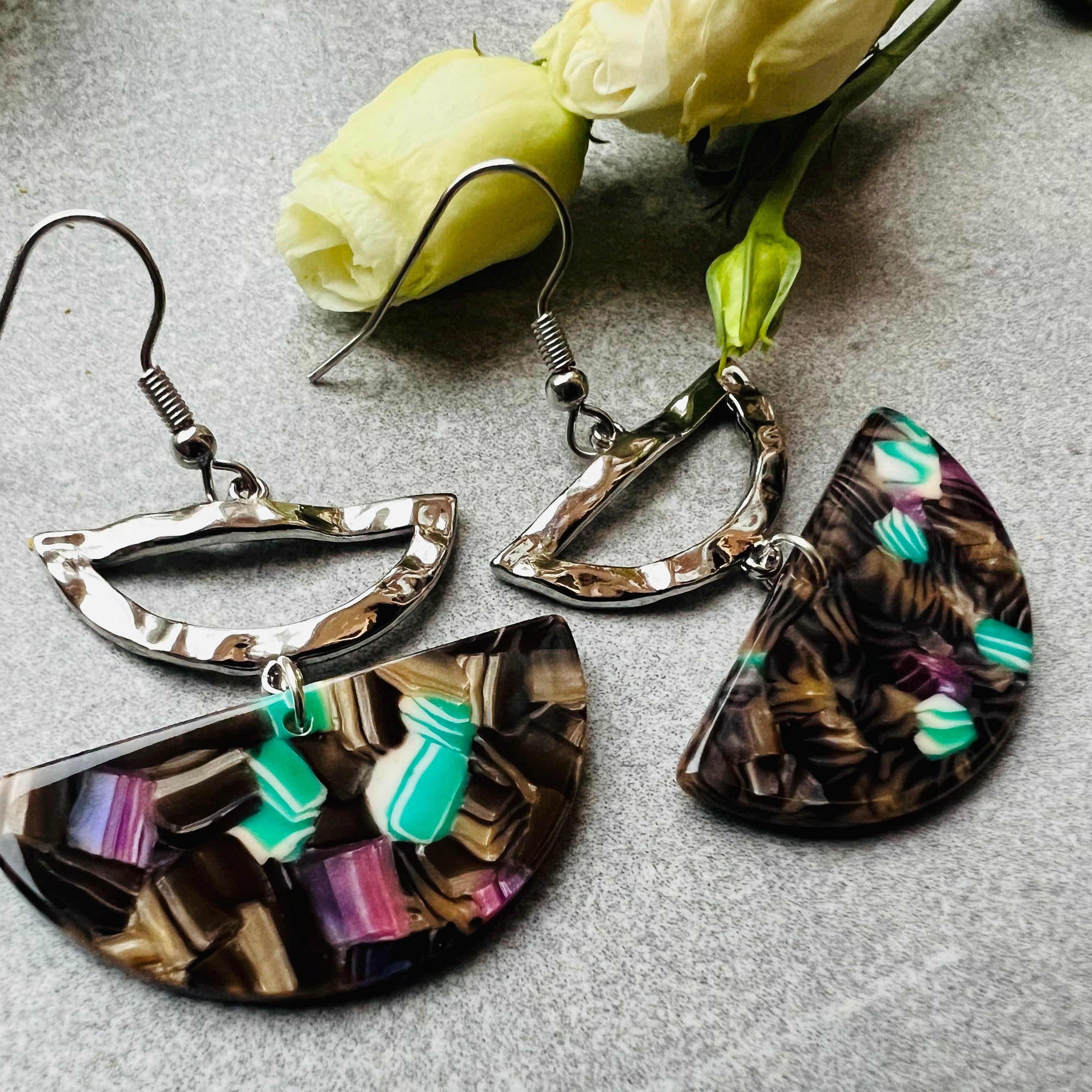 Boucles d’oreilles PAIGE deux demi-cercles - Créations Uniques - Créations Uniques