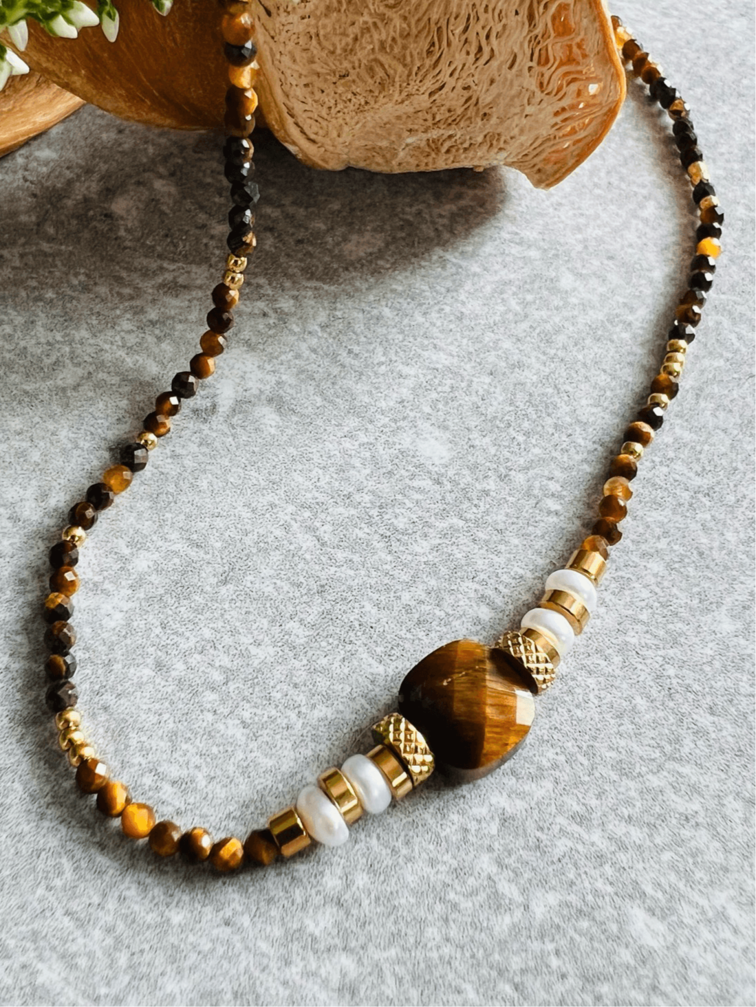 Collier JEANNE perles marrons - Créations Uniques