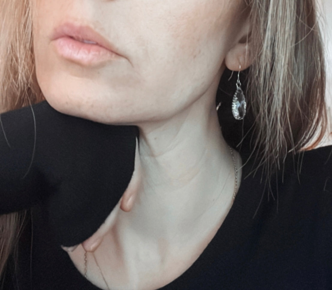 Boucles d’oreilles MARIE-LOU larmes serties - Créations Uniques - Créations Uniques