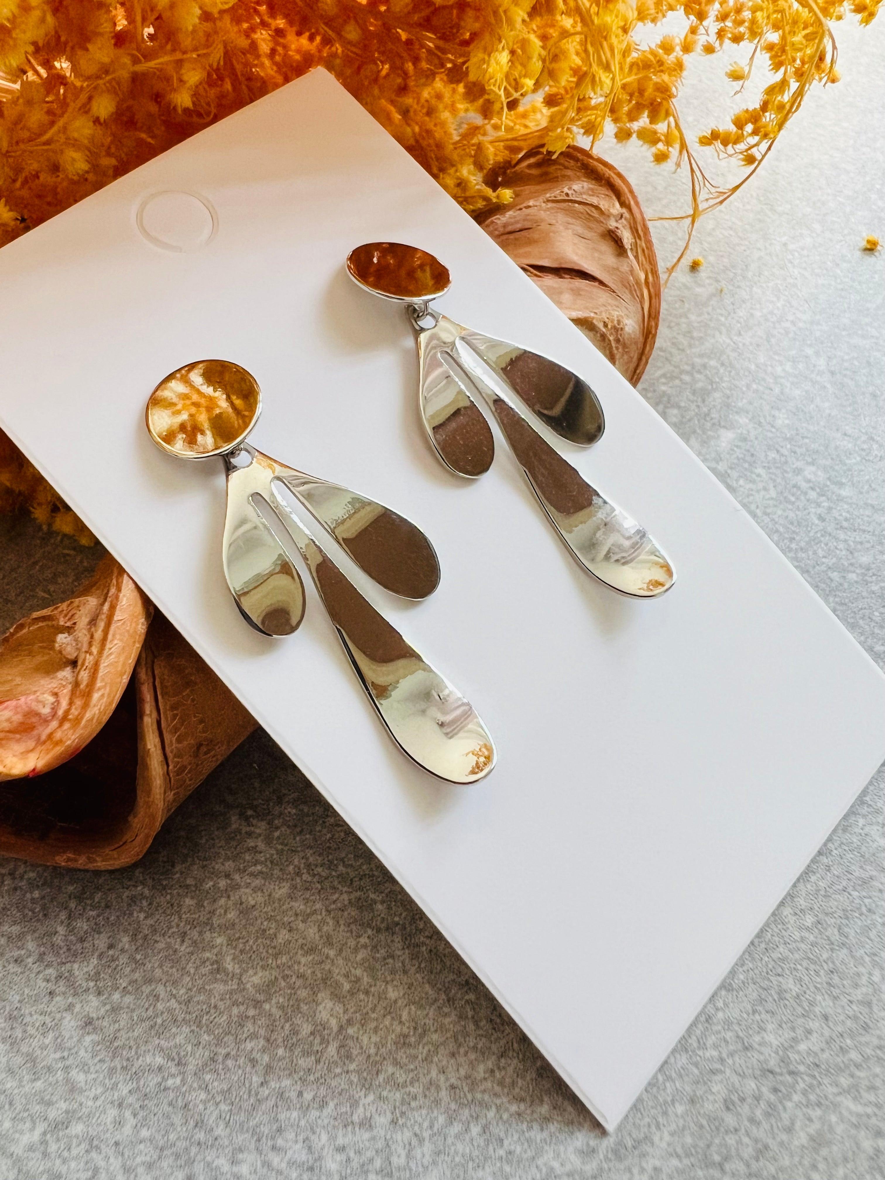 Boucles d’oreilles NOEMI gouttes argentées - Créations Uniques