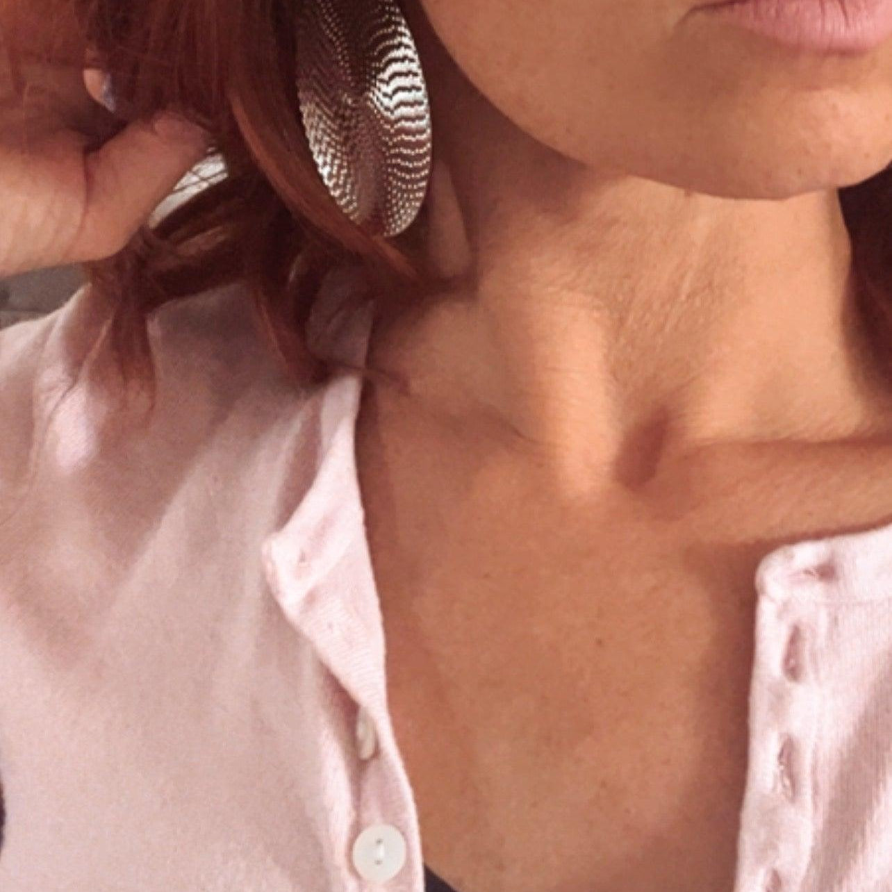 Boucles d’oreilles MARINE grands disques argentés - Créations Uniques - Créations Uniques