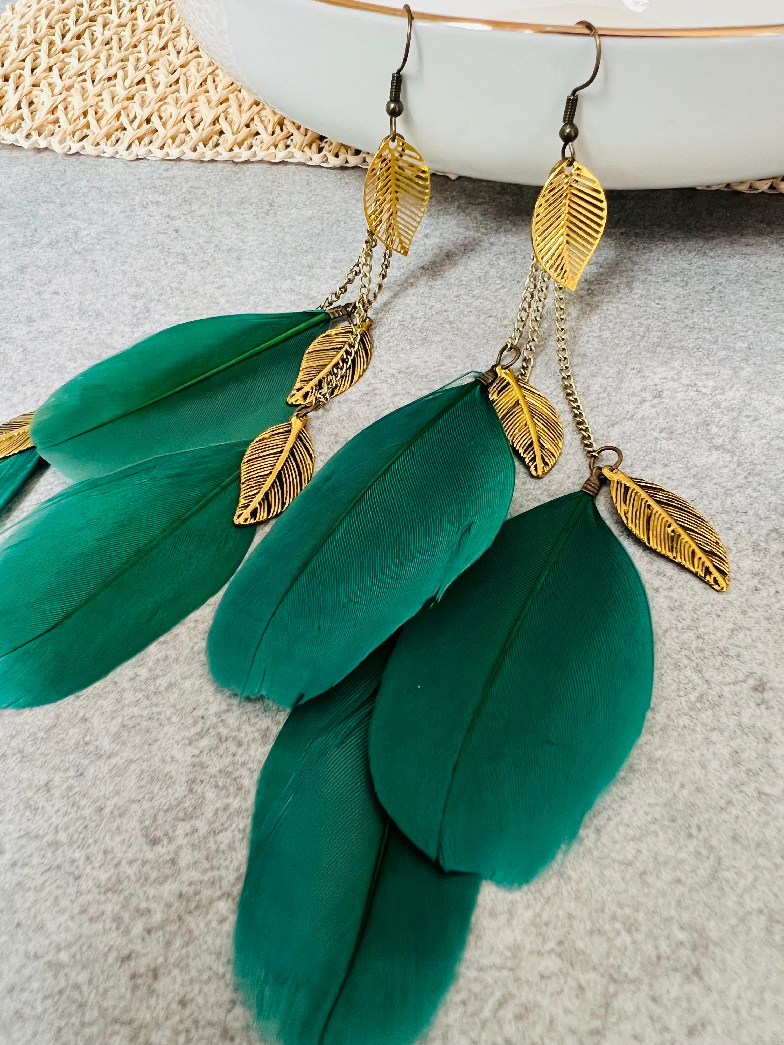 Boucles d’oreilles KATARINA plumes - Créations Uniques - Créations Uniques